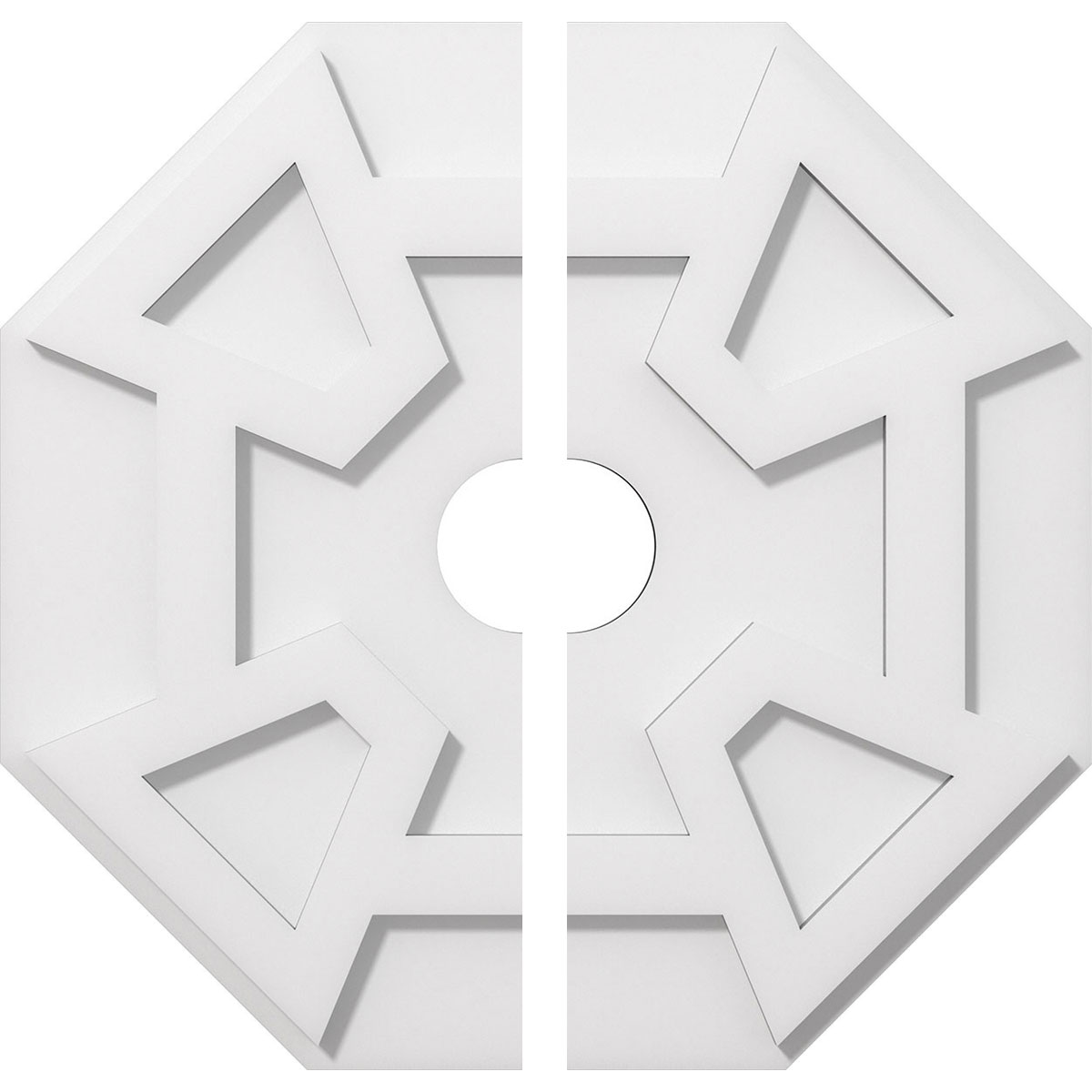 18-Inch White PVC Contemporary Split Ceiling Medallion