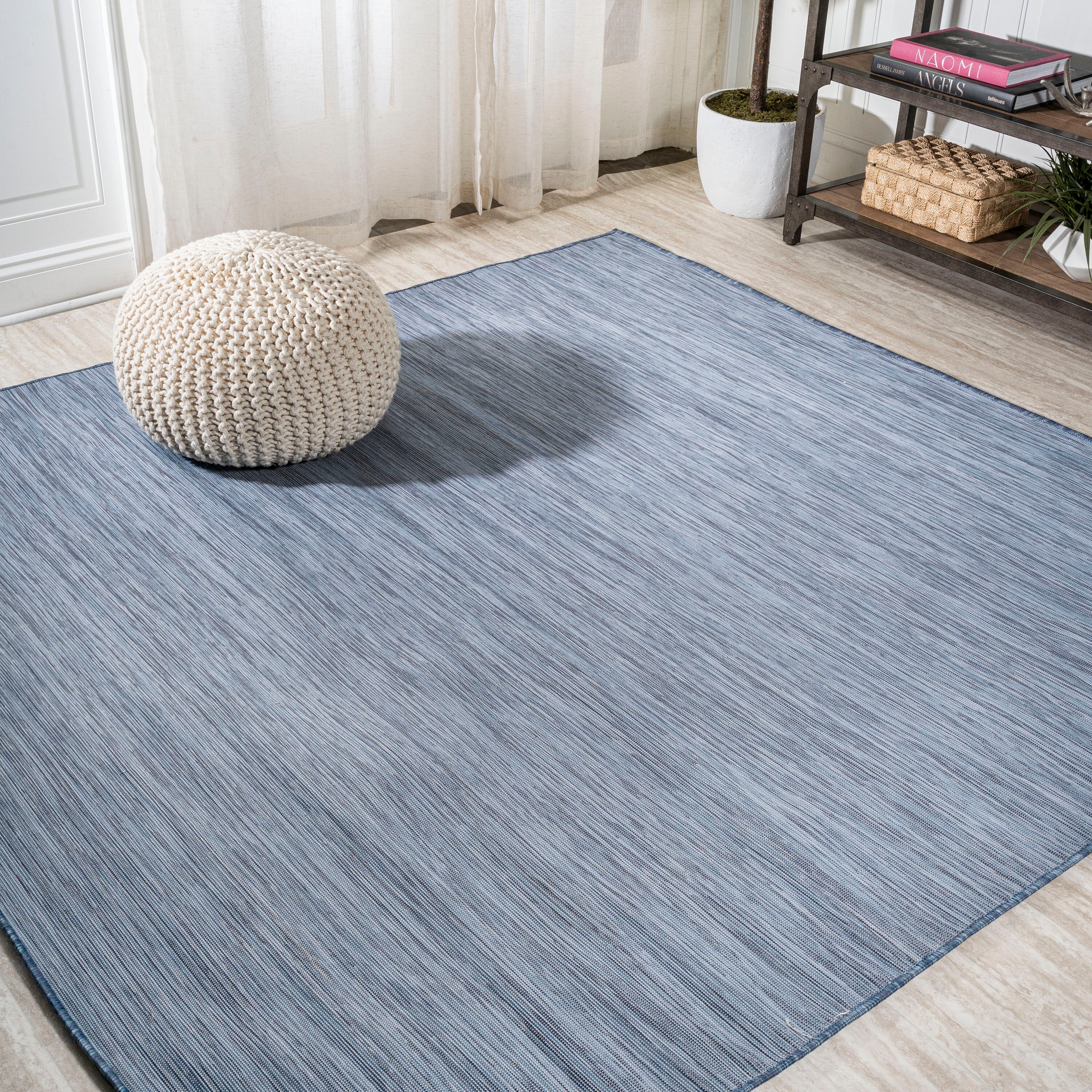 JONATHAN  Y TSN100B-6SQ TUSCAN SUN Ethan Flatweave 6 x 6 (ft) Loomed Polypropylene Blue Square Indoor/Outdoor Solid Coastal Area rug
