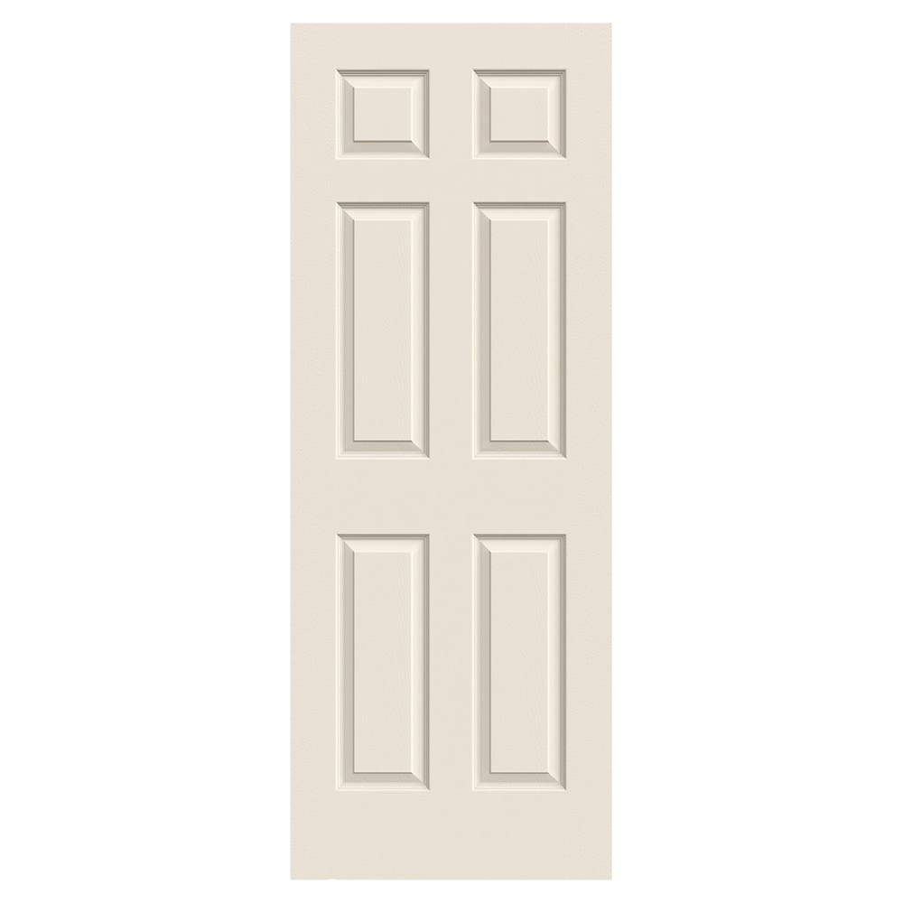 Colonist 28-in x 80-in 6-panel Textured Hollow Core Primed Molded Composite Slab Door in White | - JELD-WEN JWPRO30403