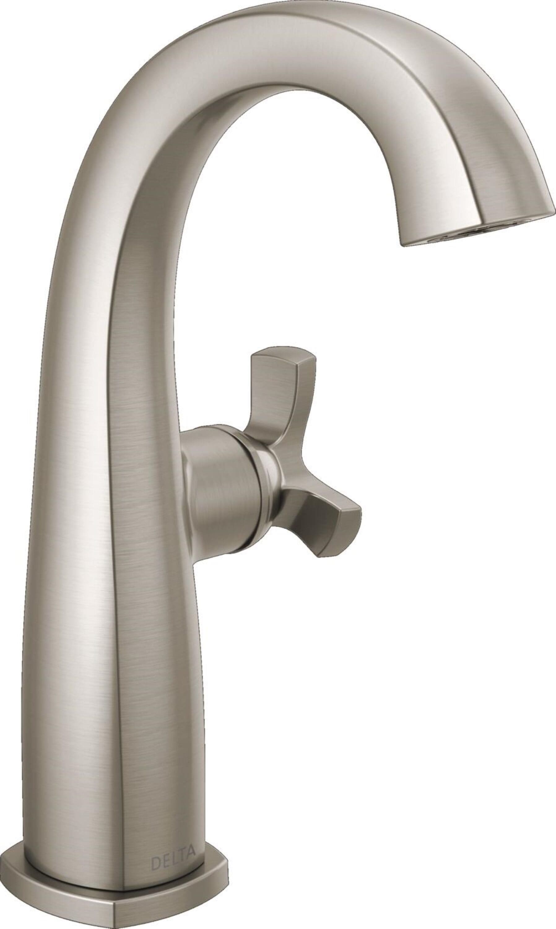 Delta 6776-SS-PR-DST Stryke Lumicoat Stainless Single hole 1-handle WaterSense Mid-arc Residential Handle Bathroom Sink Faucet