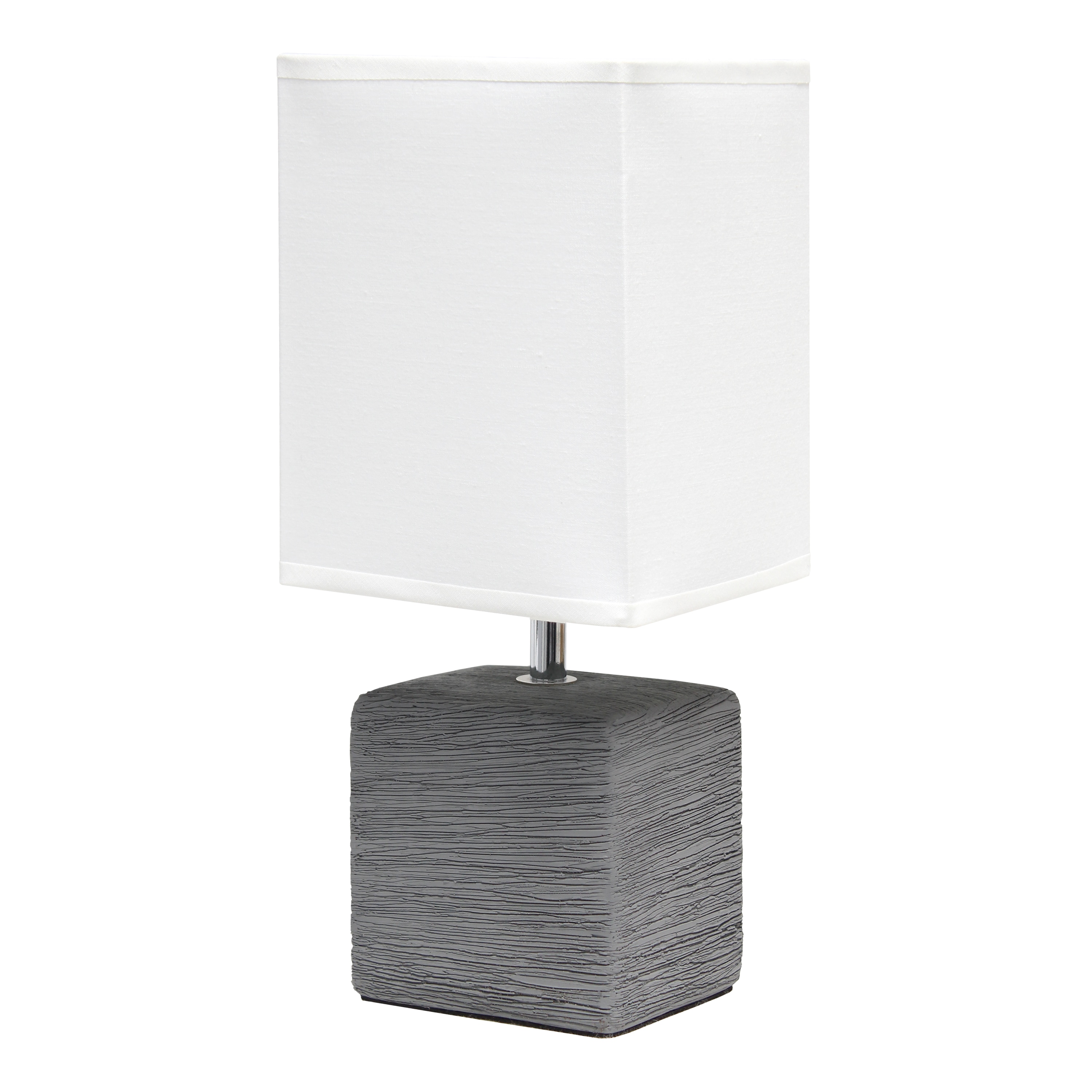 Simple Designs LT6004-GRY 11.81-in Gray/White Shade LED On/Off switch Table Lamp with Fabric Shade