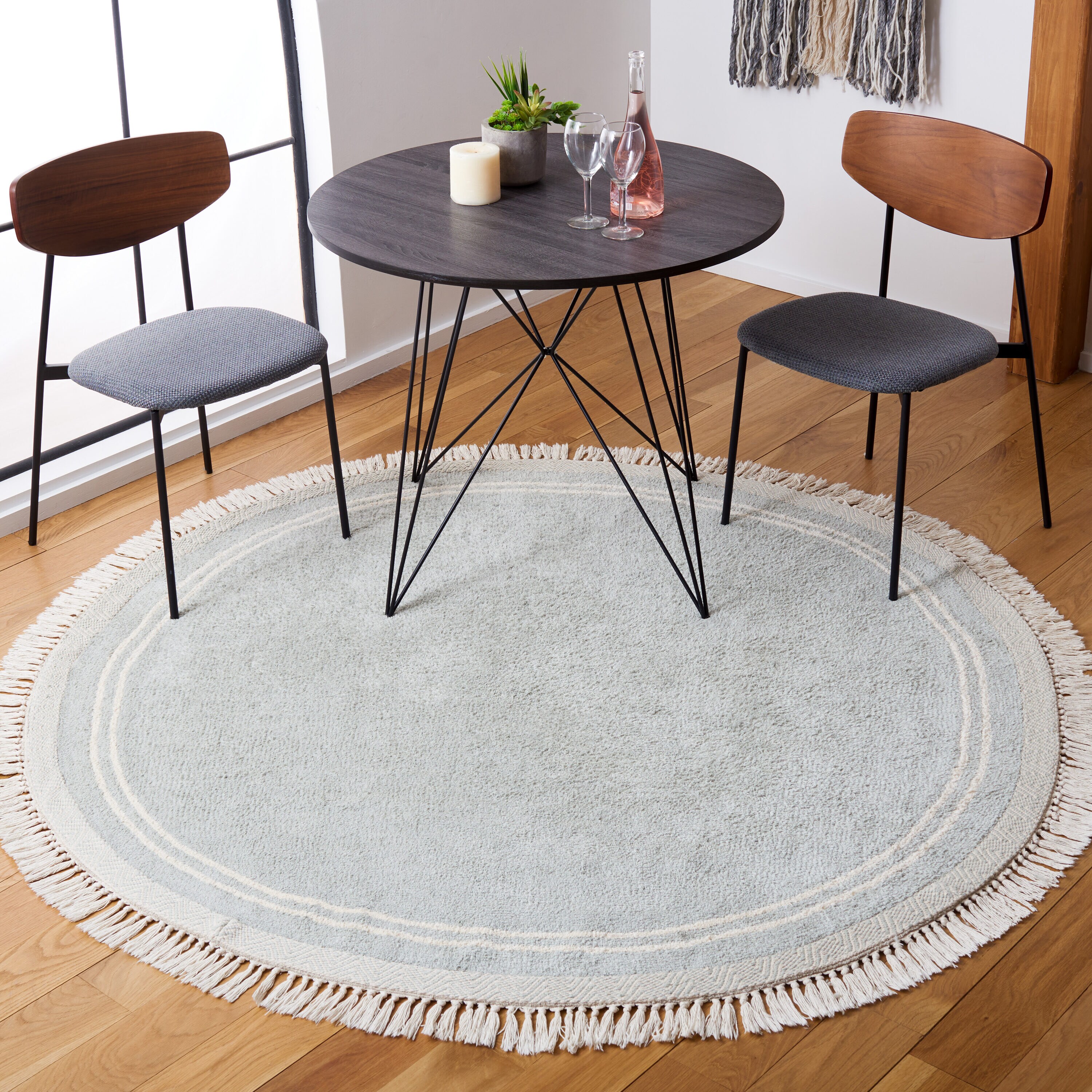 Safavieh ECR211J-6R Easy Care 6 x 6 (ft) Cotton Light Blue/Ivory Round Indoor Solid Machine washable Area rug