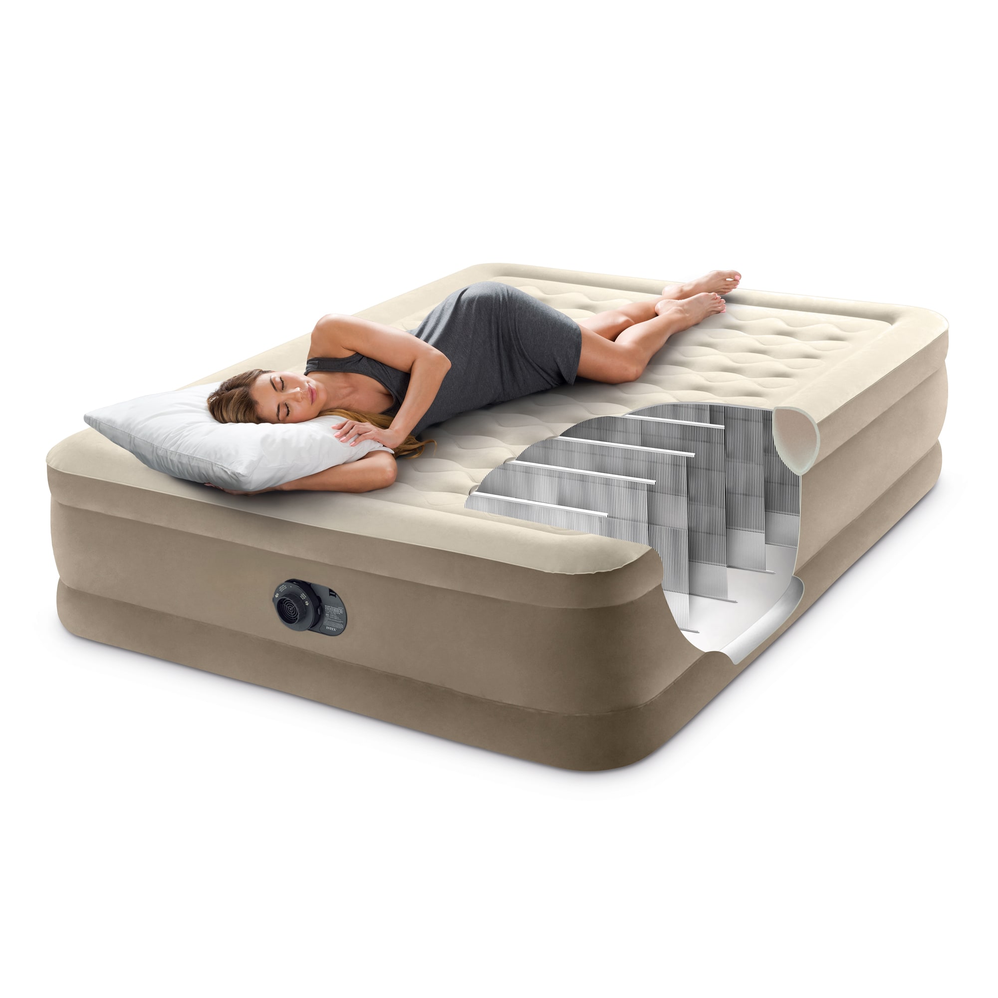 King Koil 20in Twin Air Mattress with Built-in Pump - Double High Elevated  Raised Airbed for Guests with Comfortable Top ONLY Bed with 1-Year
