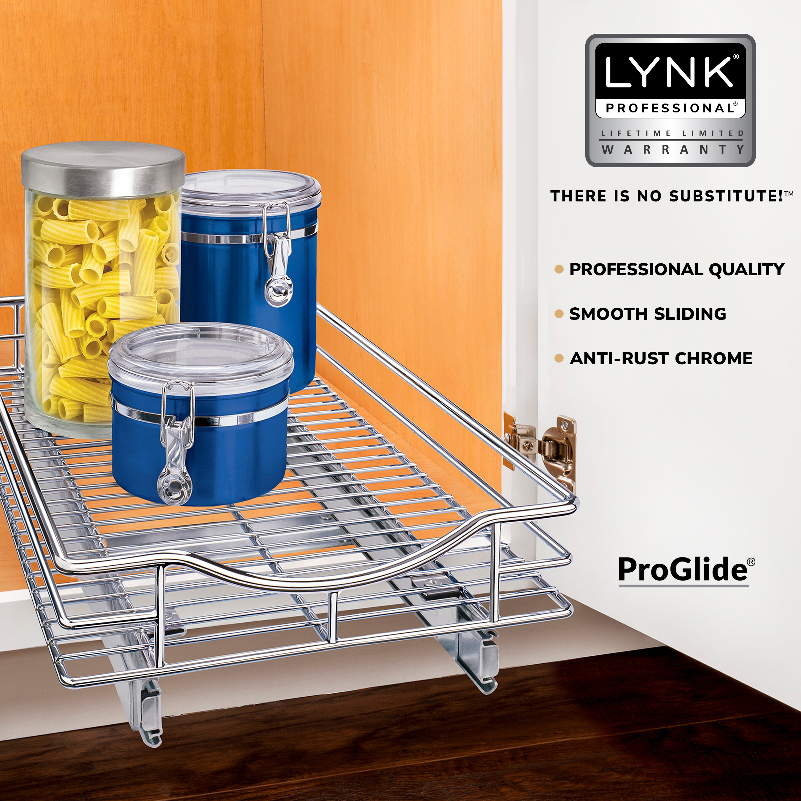 Lynk Professional Pull Out Cabinet Organizer, Slide Out Pantry Shelf 11-in  W x 4-in H 1-Tier Cabinet-mount Metal Pull-out Under-sink Organizer in the  Cabinet Organizers department at