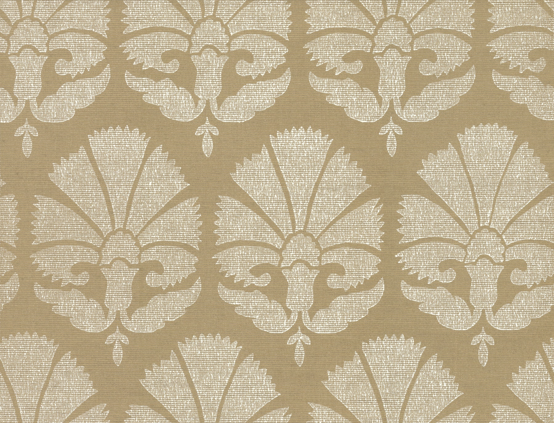 York Wallcoverings HC7575 Ronald Redding Handcrafted Naturals 60.8-Sq. Feet Gold Grasscloth Damask Unpasted Wallpaper