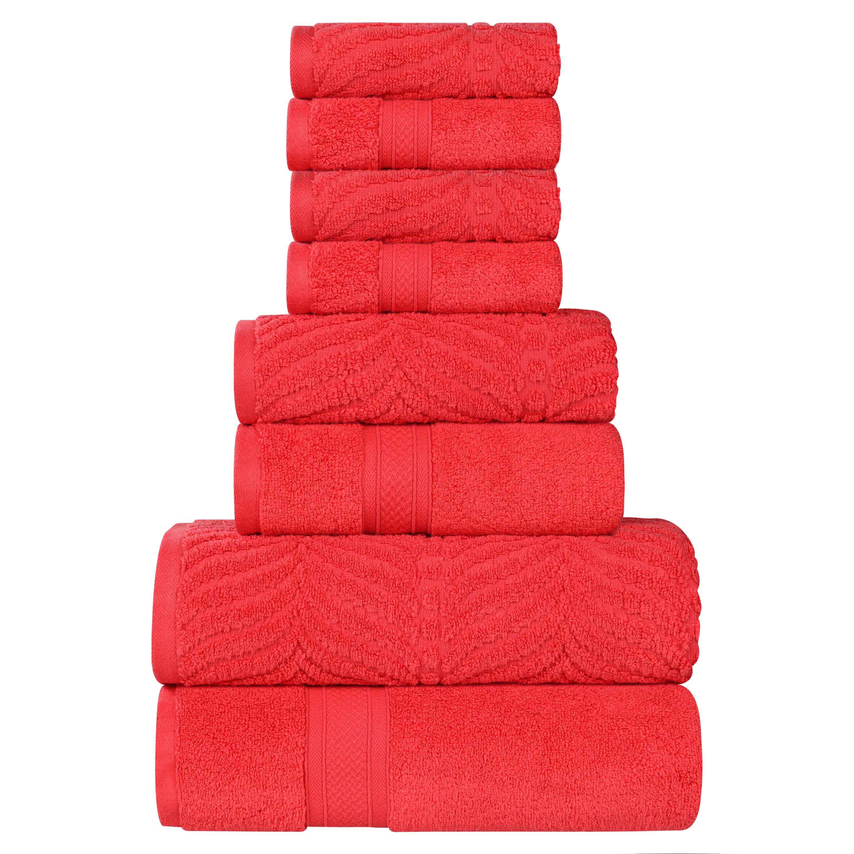 Slickblue 8-Piece Cotton Quick Dry Zero Twist Chevron Bath Towel Set with Face Towels Hand Towels and Bath Towels Multiple Color Options #D-SI-1017