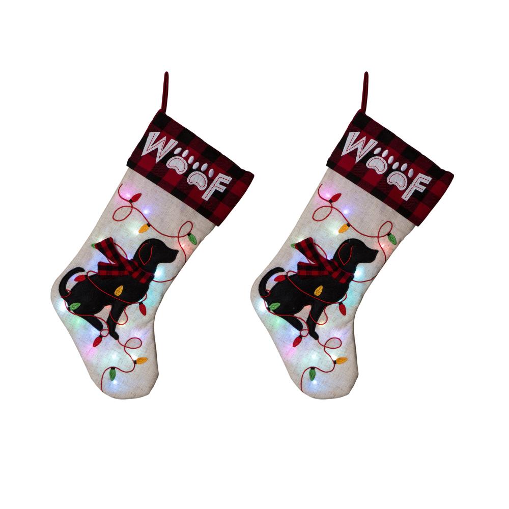 Glitzhome 2004700050 21-in Dog Christmas Stocking