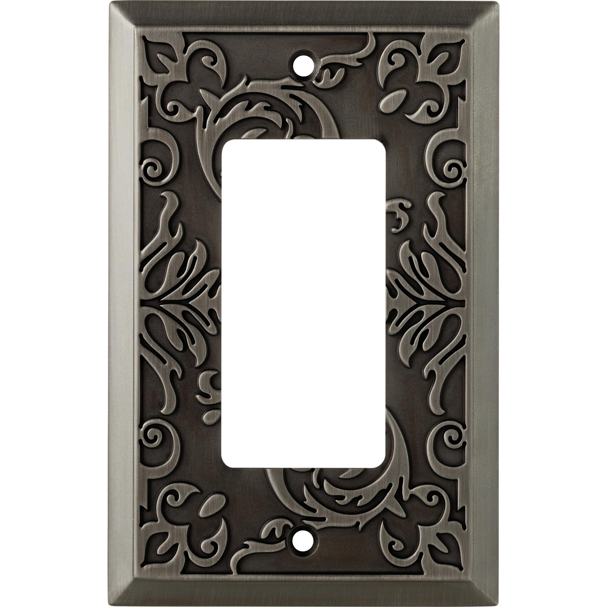 Brainerd W27108-904-UC Fairhope 1 -Gang Standard Size Heirloom Silver Zinc Indoor Decorator Wall Plate