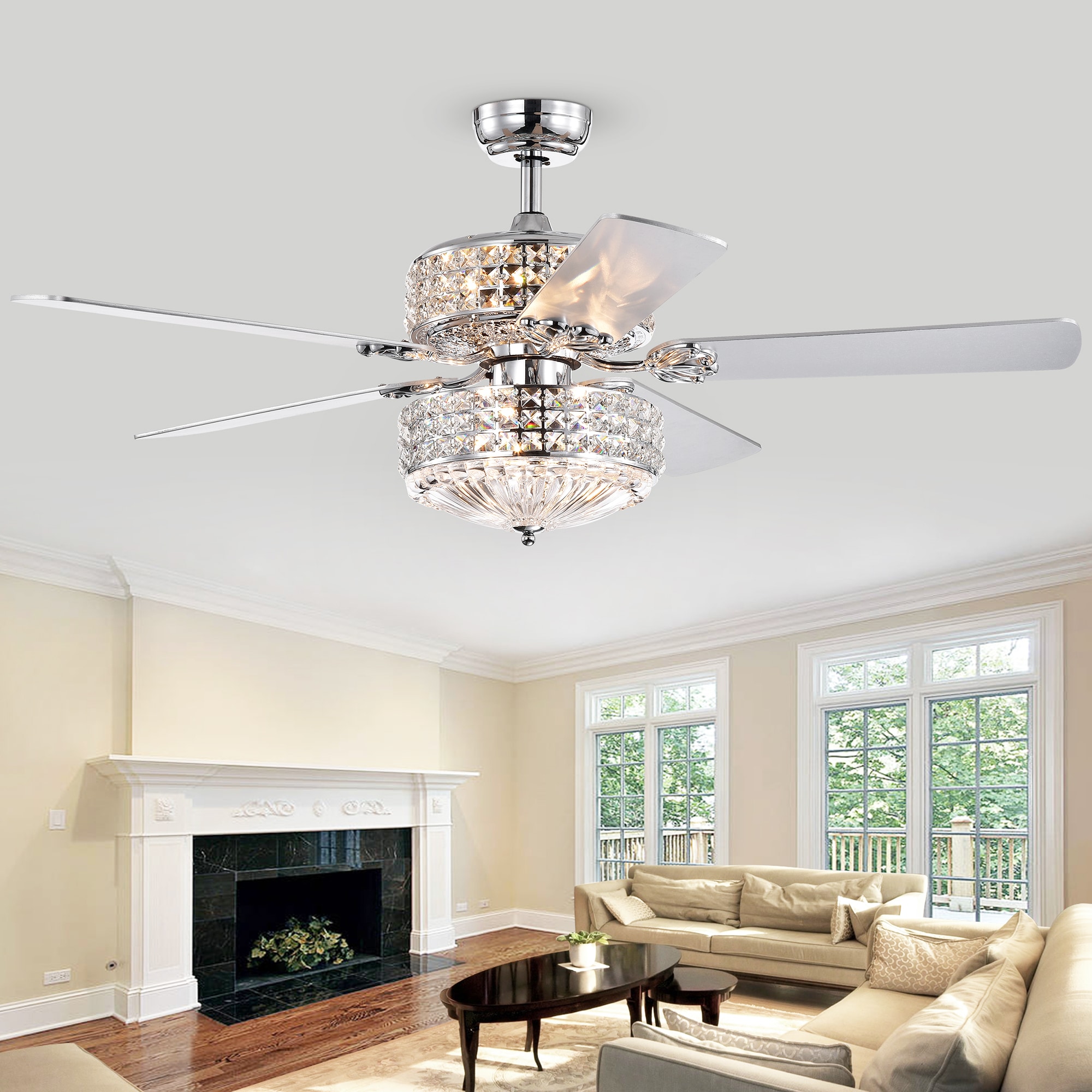 Home Accessories Inc 52 in Chrome Indoor Ceiling Fan with Light Remote