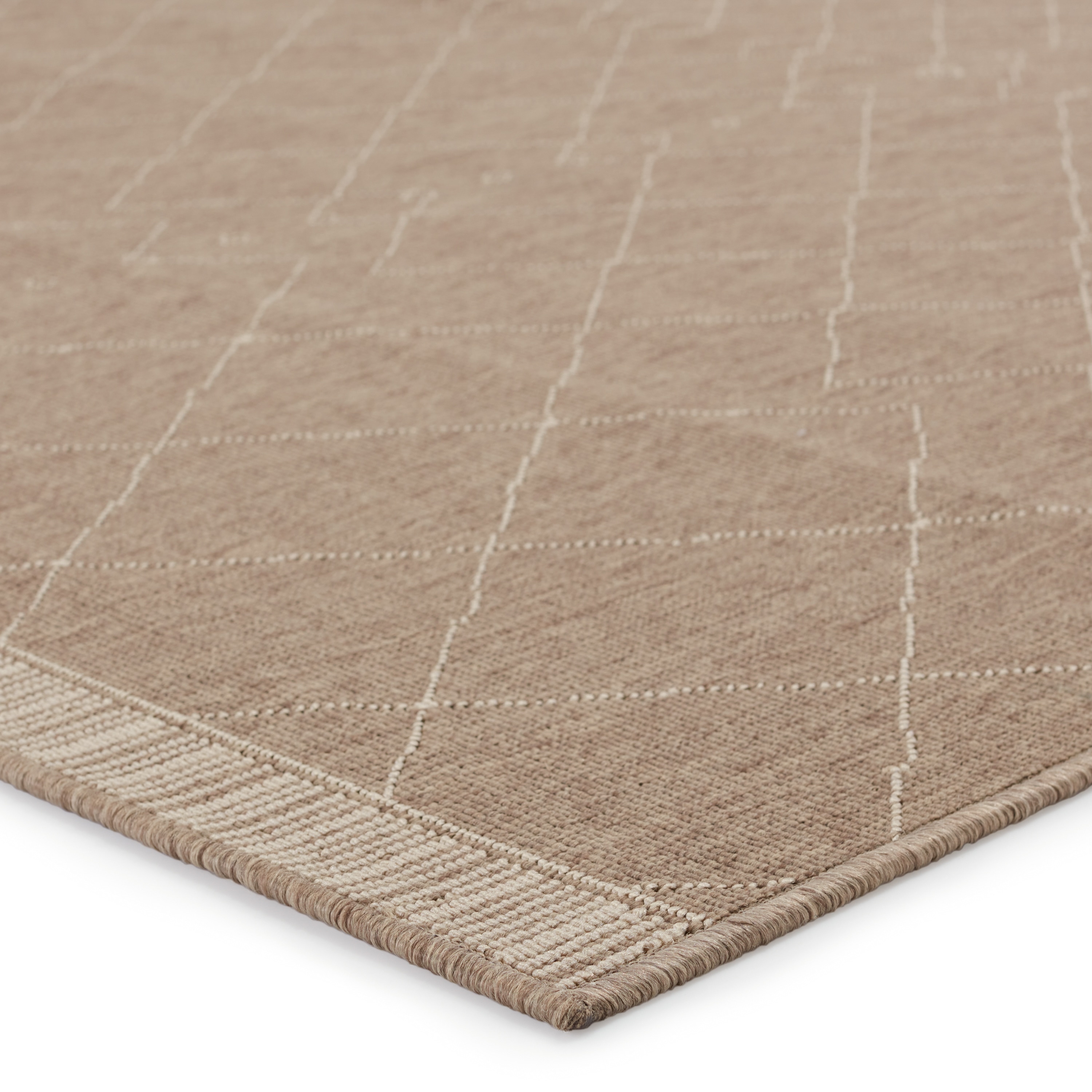 Mahaba Almasi Reversible Dark Taupe & Beige Trellis Rug - 2'6" x 8'