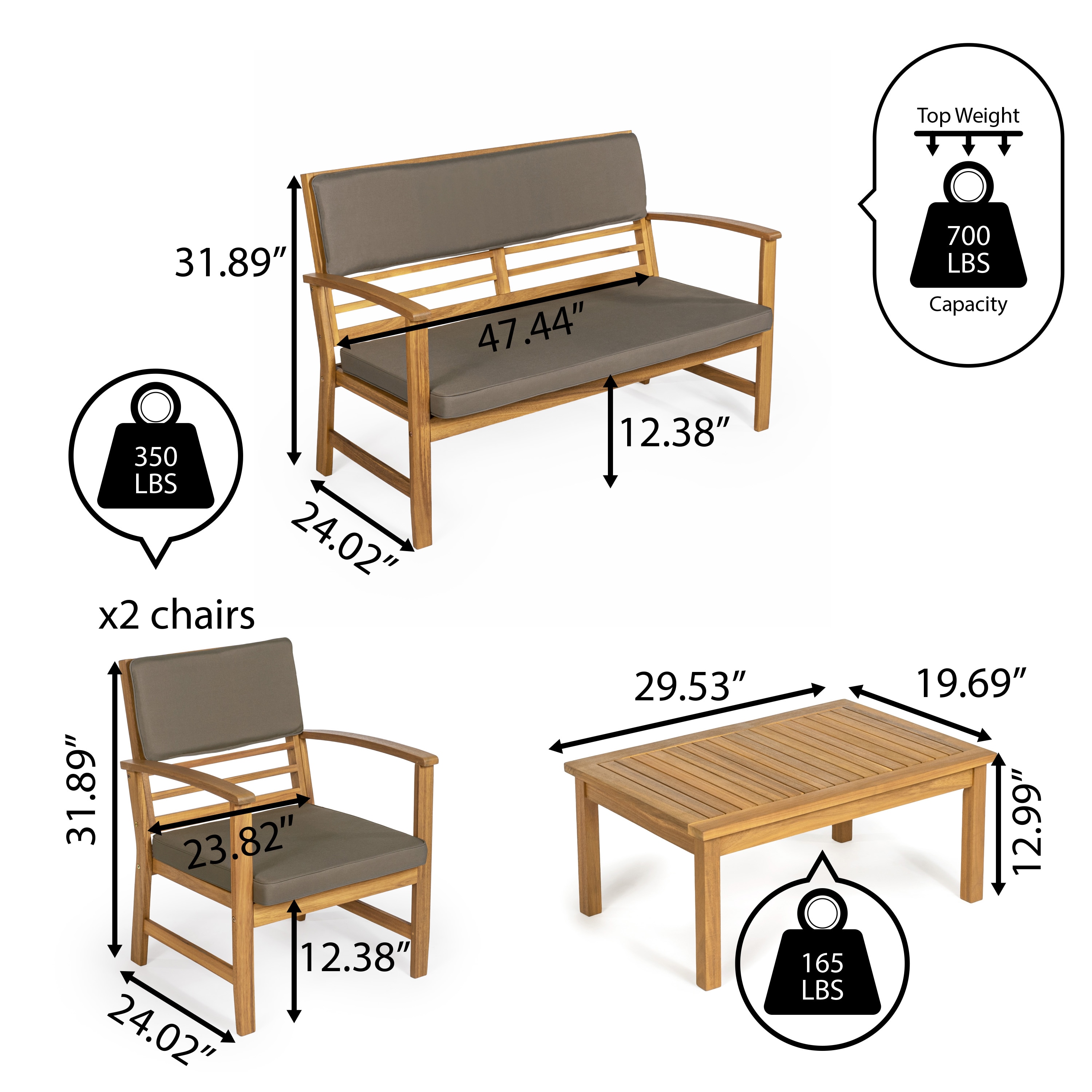 JONATHAN  Y LVG1000B-4SET Patio-Conversation-Sets - View #6