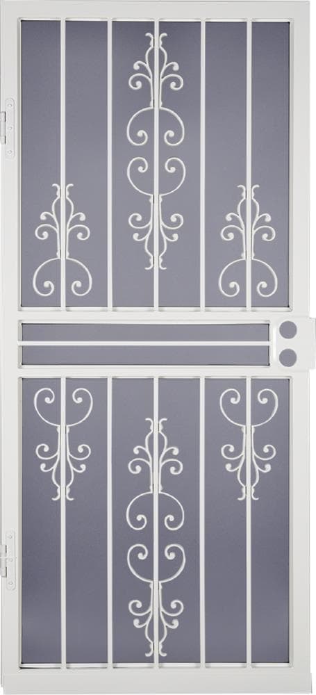 LARSON Garden View 36-in x 81-in White Steel Recessed mount Universal/Reversible Security Door with White Screen Double bore