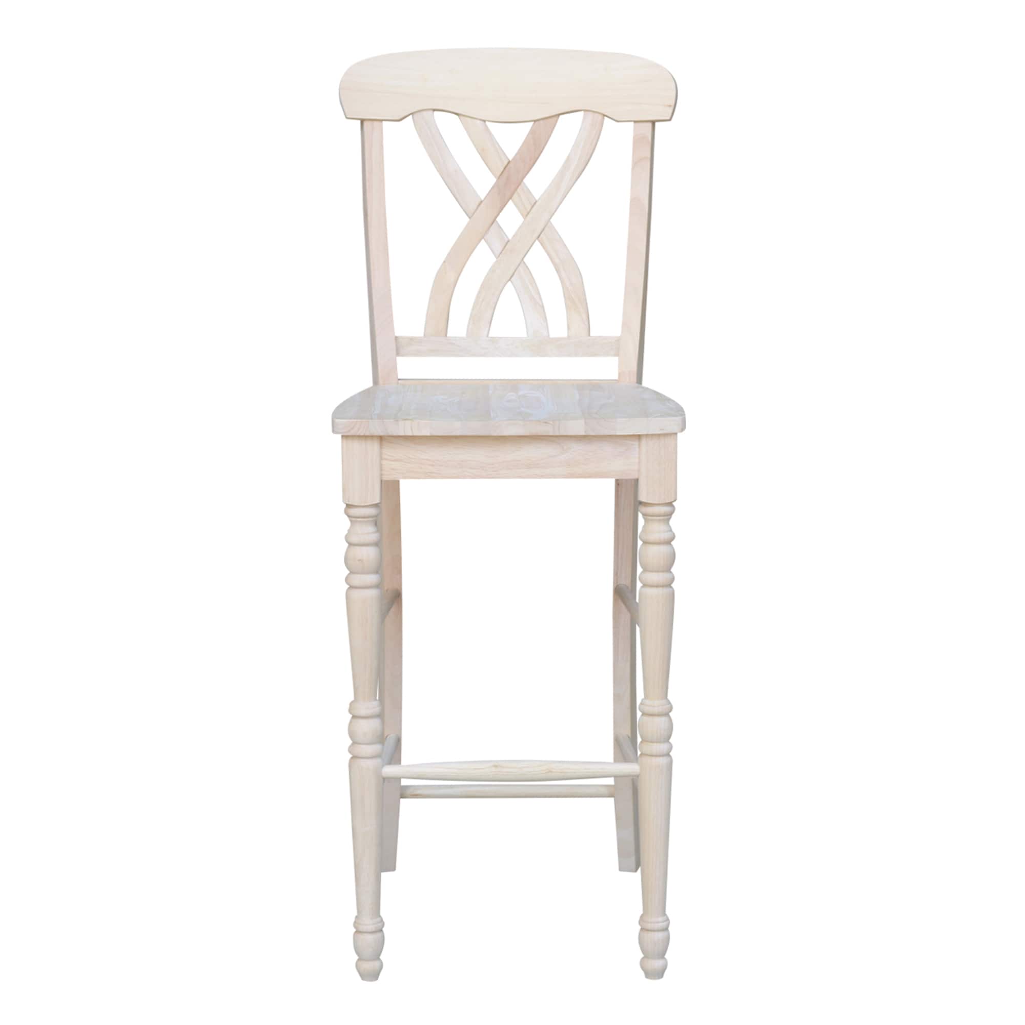 Traditional Parawood 30" Latticeback Bar Stool in Warm Brown