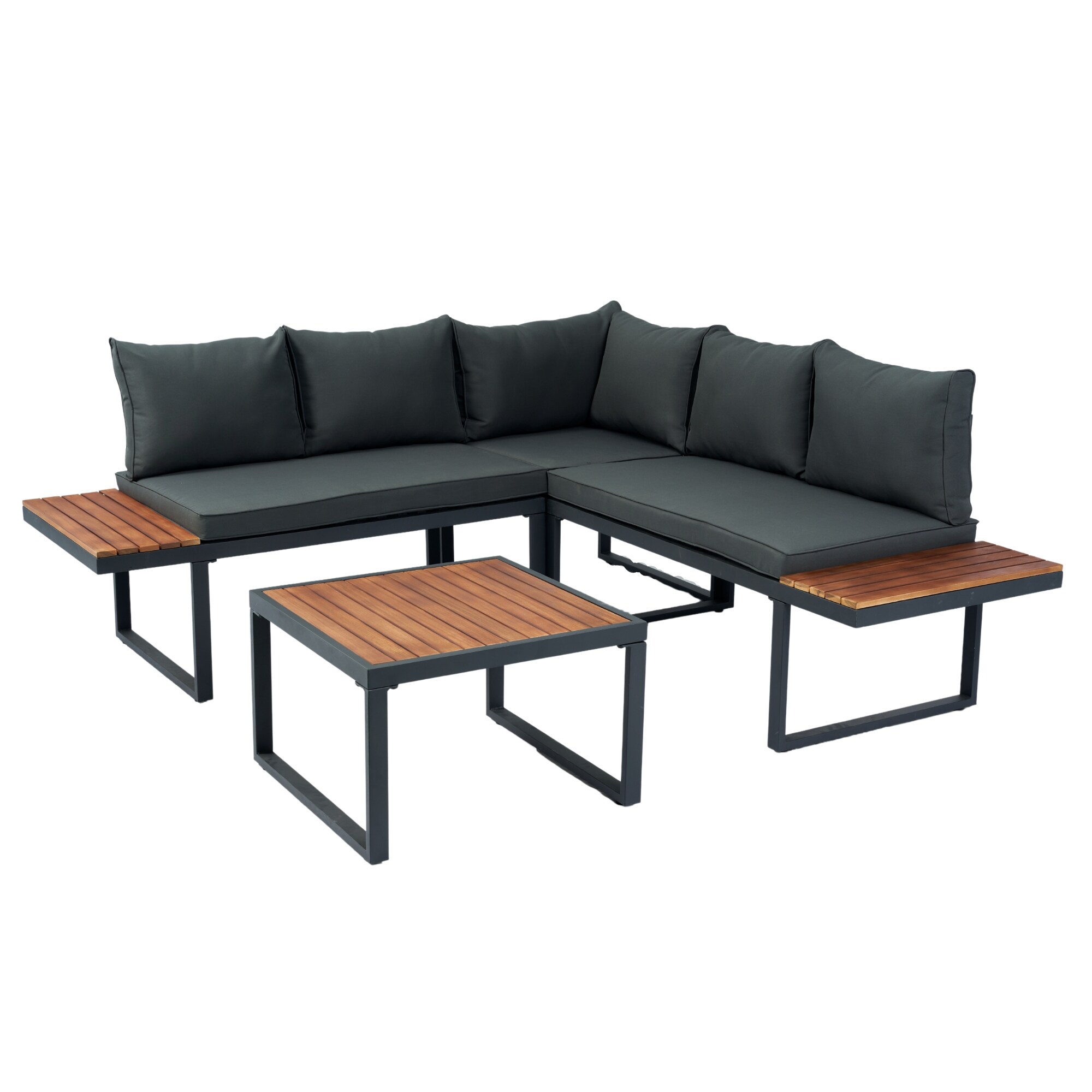 Damerin N7CS22 4 -Piece Patio Conversation Set with Gray Cushions