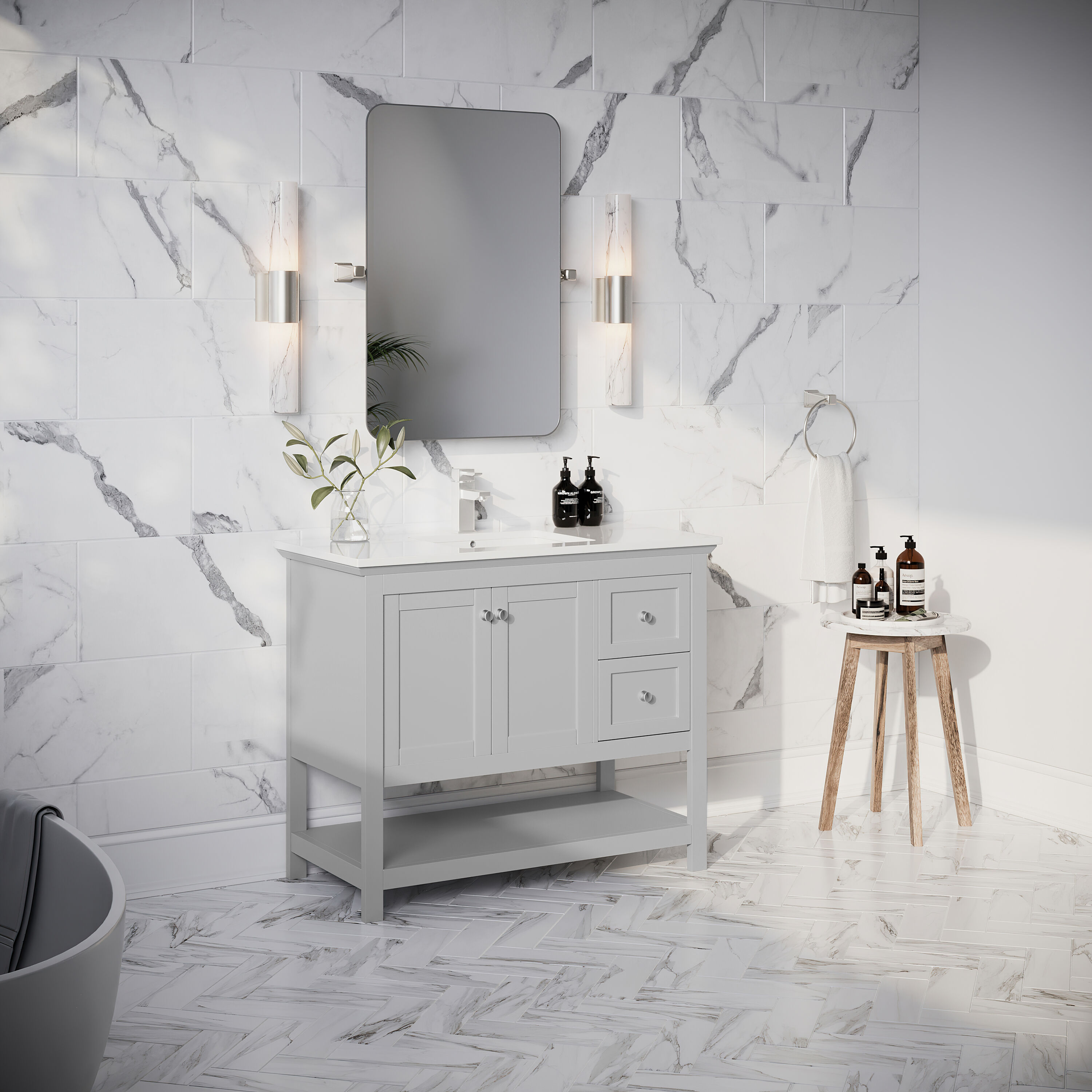 Fresca FCB2340GR-CWH-U Bath-Vanity-Combo - View #3