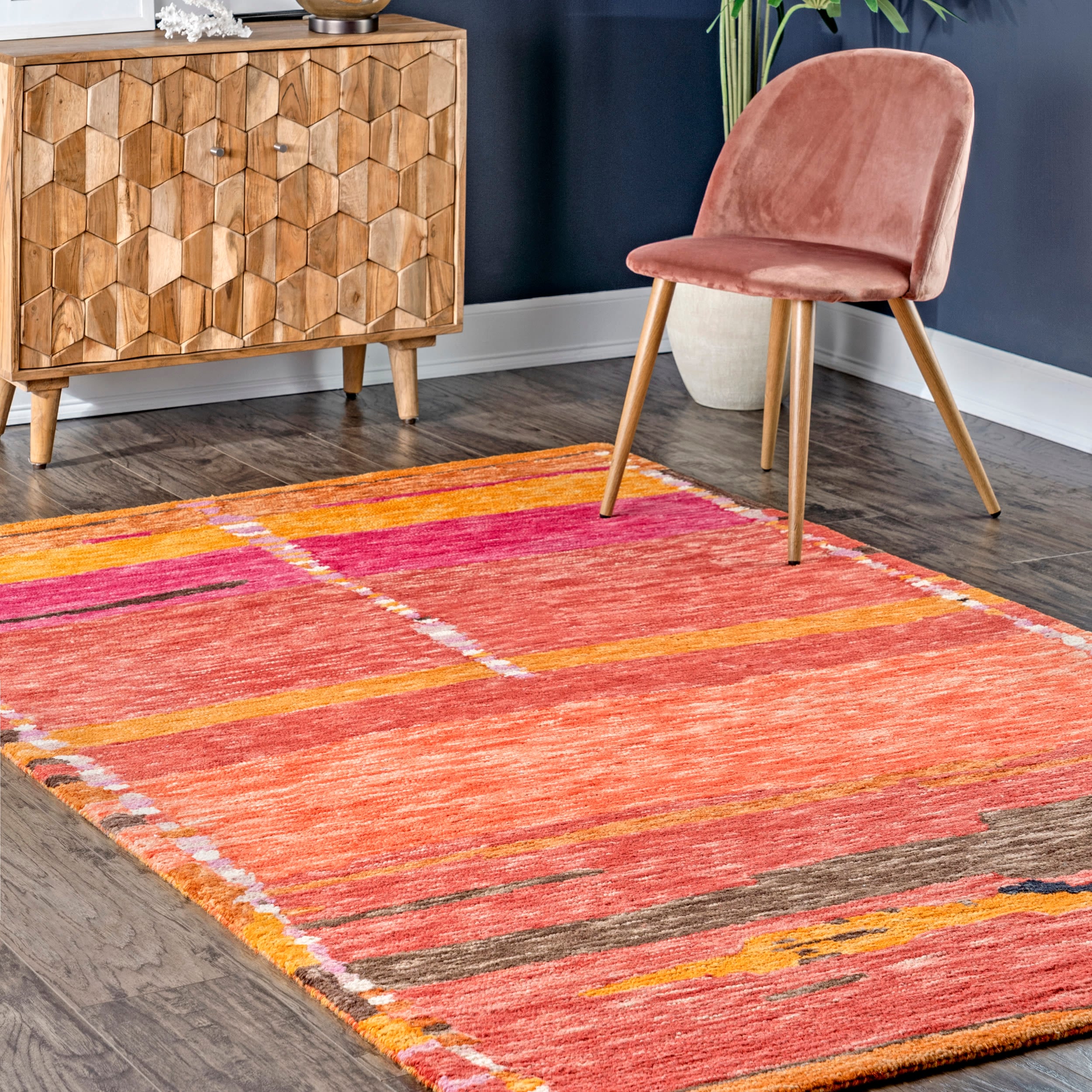 nuLOOM MJSH09A-76096 Elliott 8 x 10 (ft) Knotted Wool Multi Rectangular Indoor Abstract Area rug