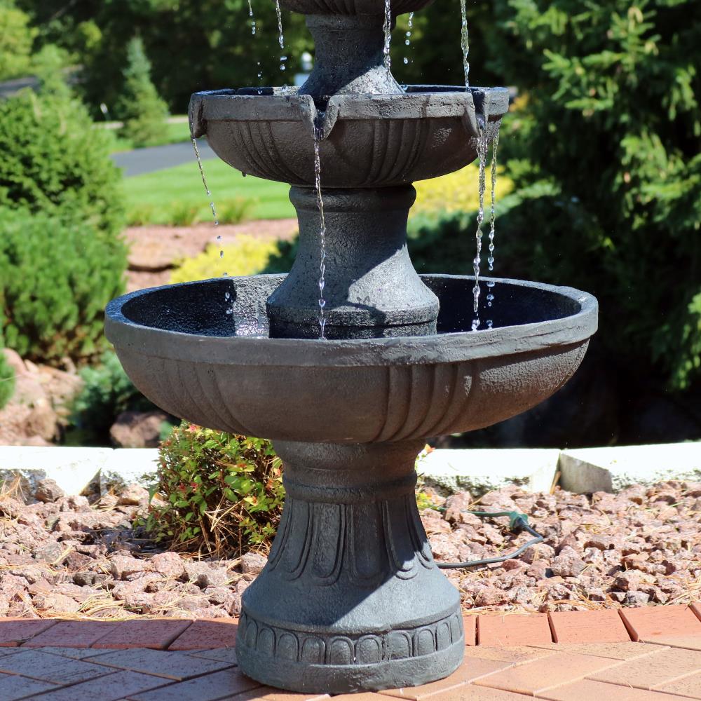 Sunnydaze Decor 43-in H Fiberglass Water Tiered Outdoor Fountain Pump ...