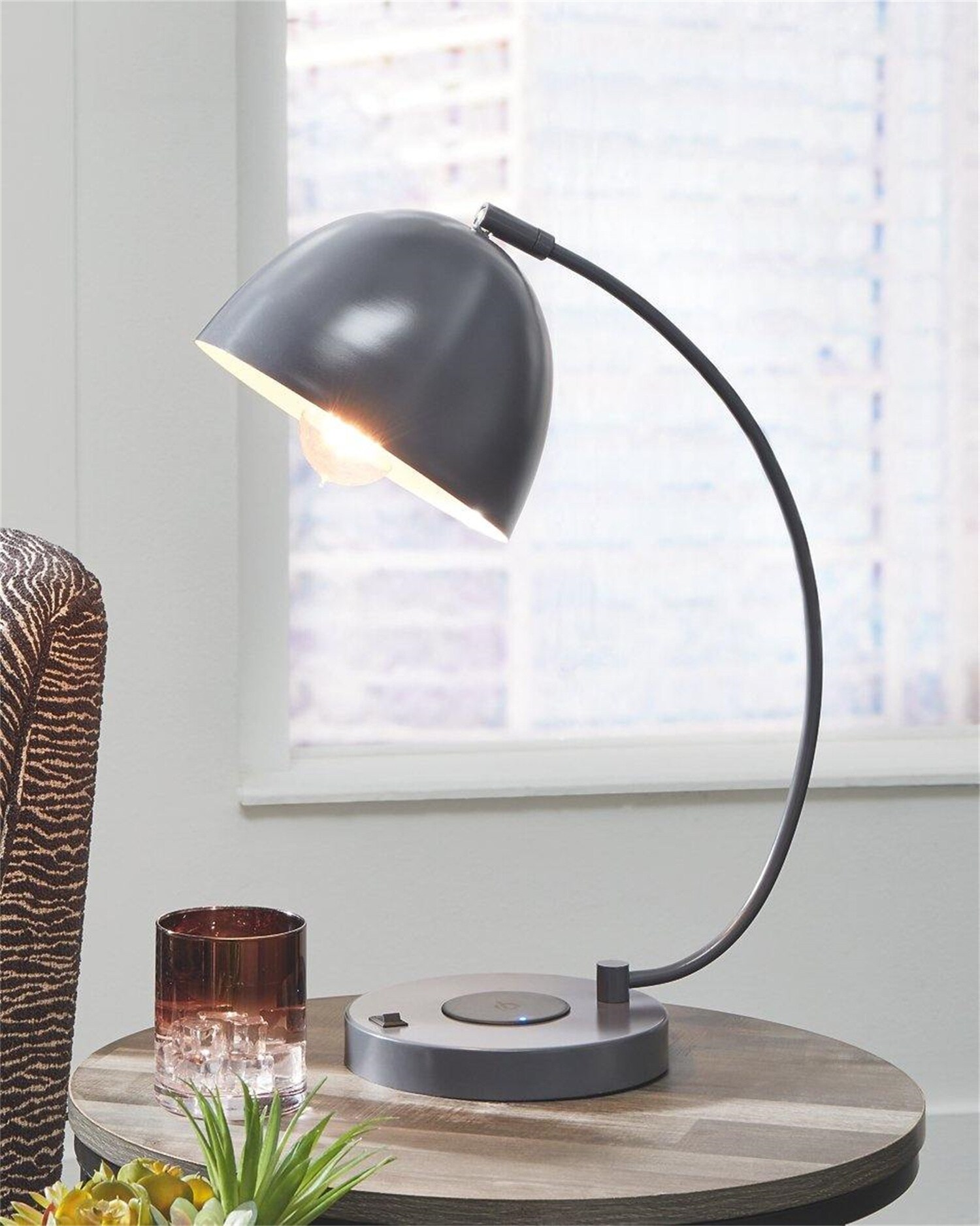 DEELIGHT Desk Lamp 18in Adjustable Gray Desk Lamp with Metal Shade in