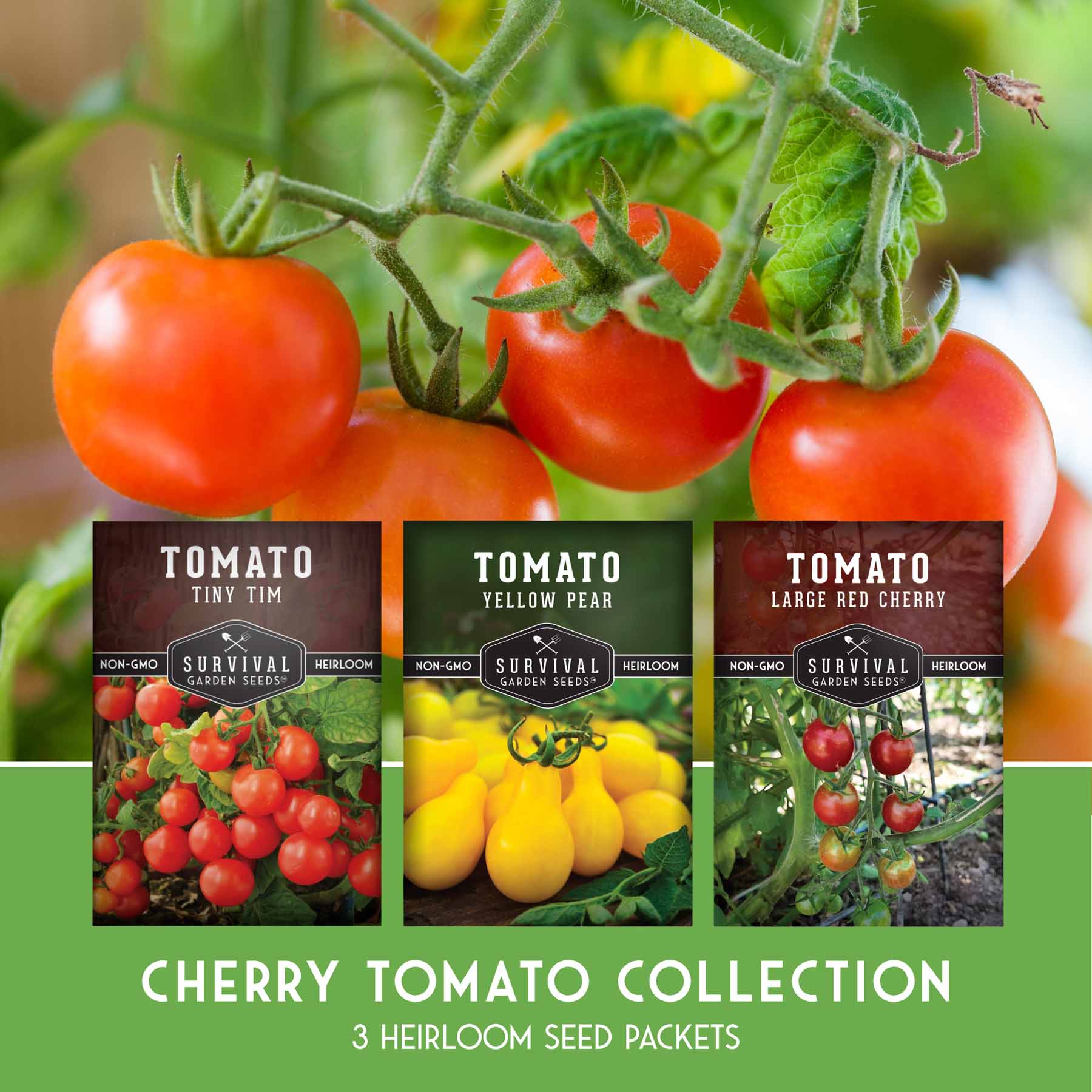 Survival Garden Seeds 3 Variety Cherry Tomato Seed Collection in