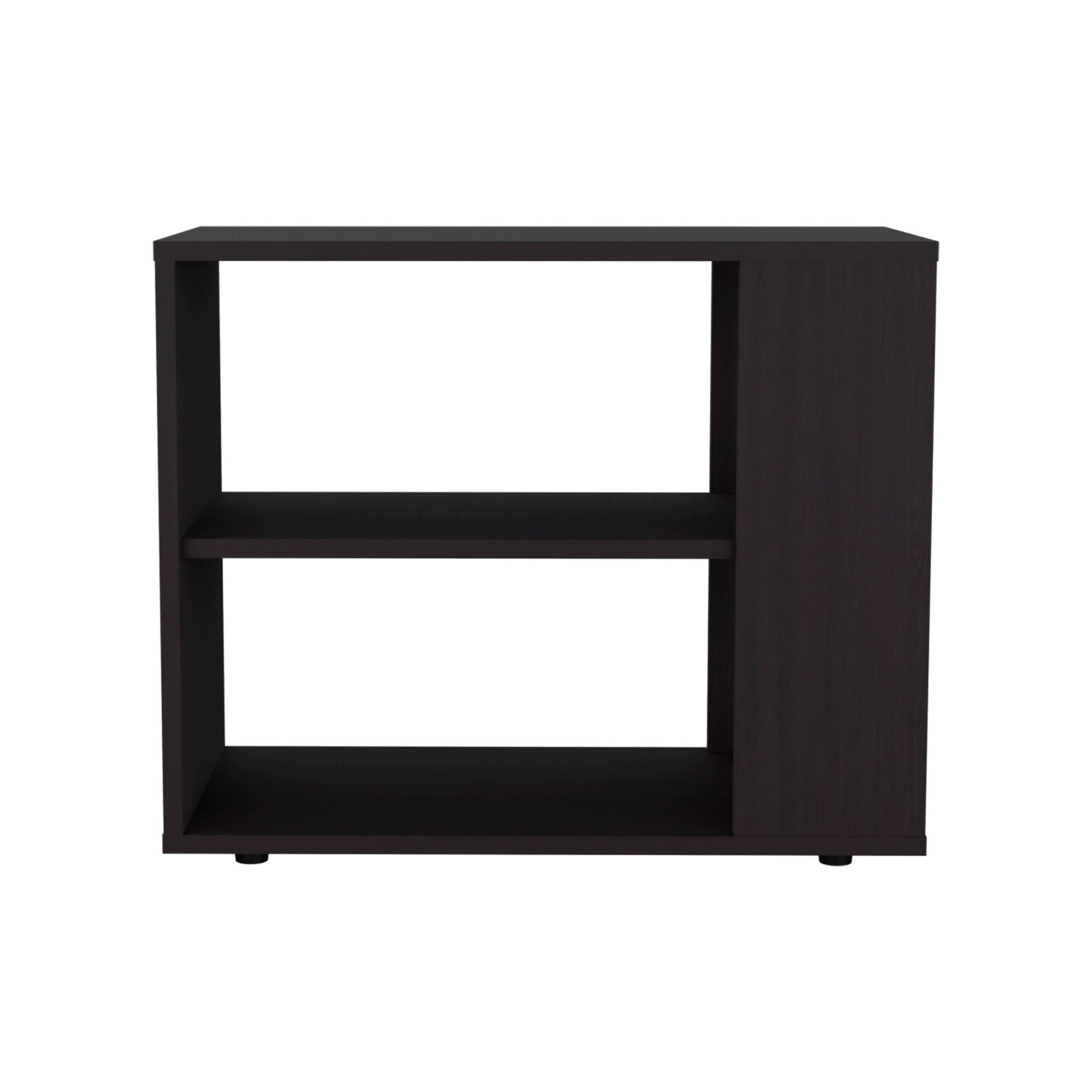 Miki Shinly SYA-0963-02MI 2-Tier End Table 23.6-in W x 19.7-in H Black Wood Rectangular Modern End Table with Storage Assembly Required