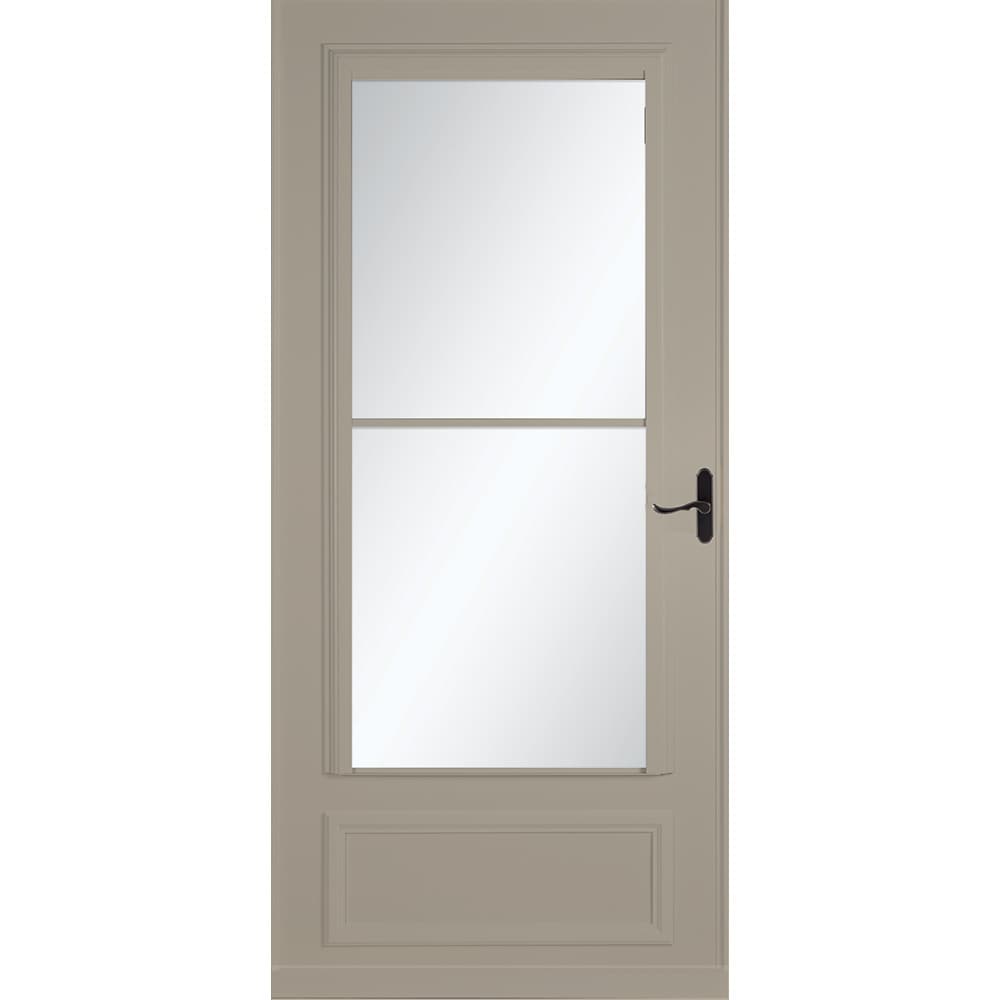 Savannah 36-in x 81-in Sandstone Mid-view Retractable Screen Wood Core Storm Door with Aged Bronze Handle in Brown | - LARSON 37085092
