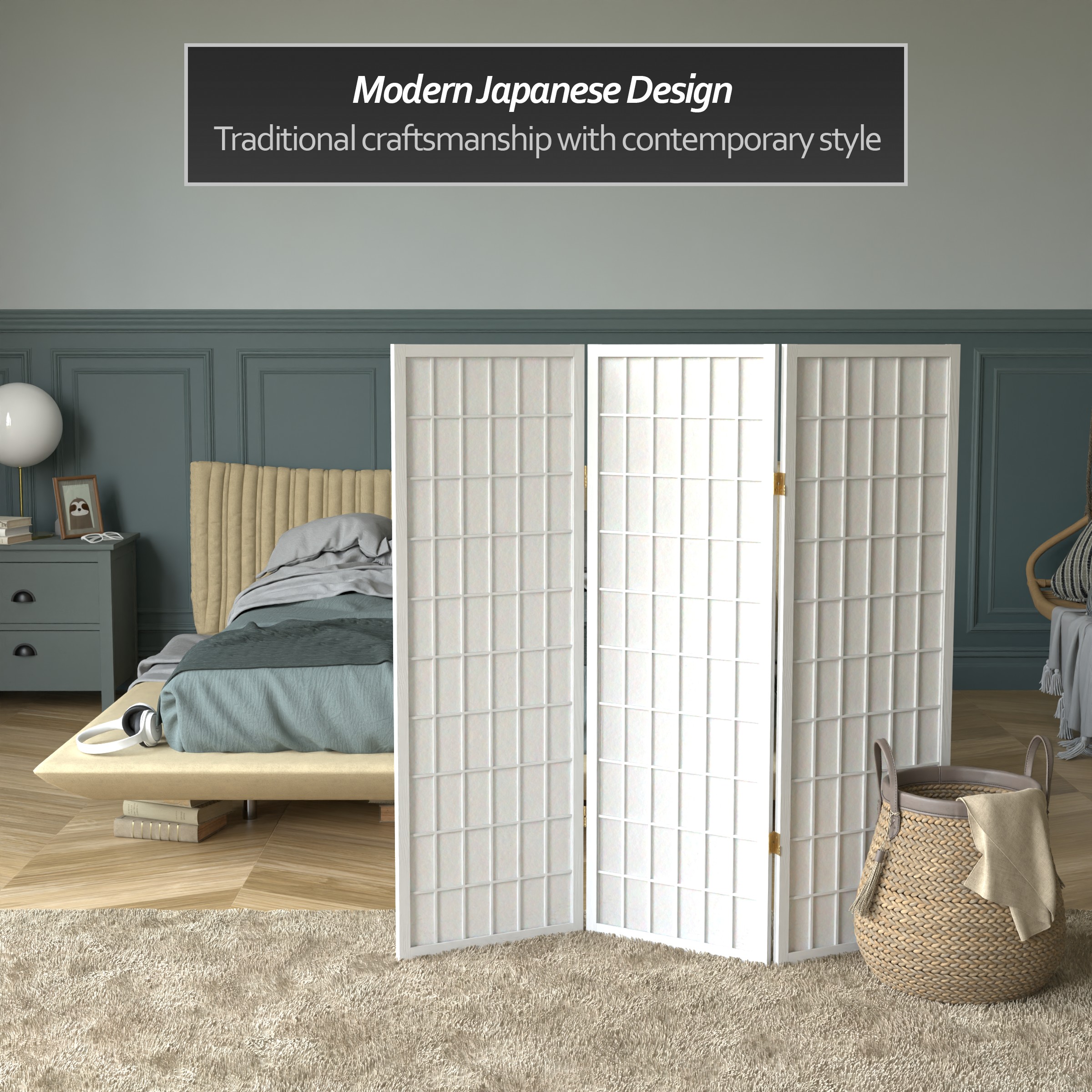 Oriental Furniture WP48-WHT-3P Indoor-Privacy-Screens - View #3