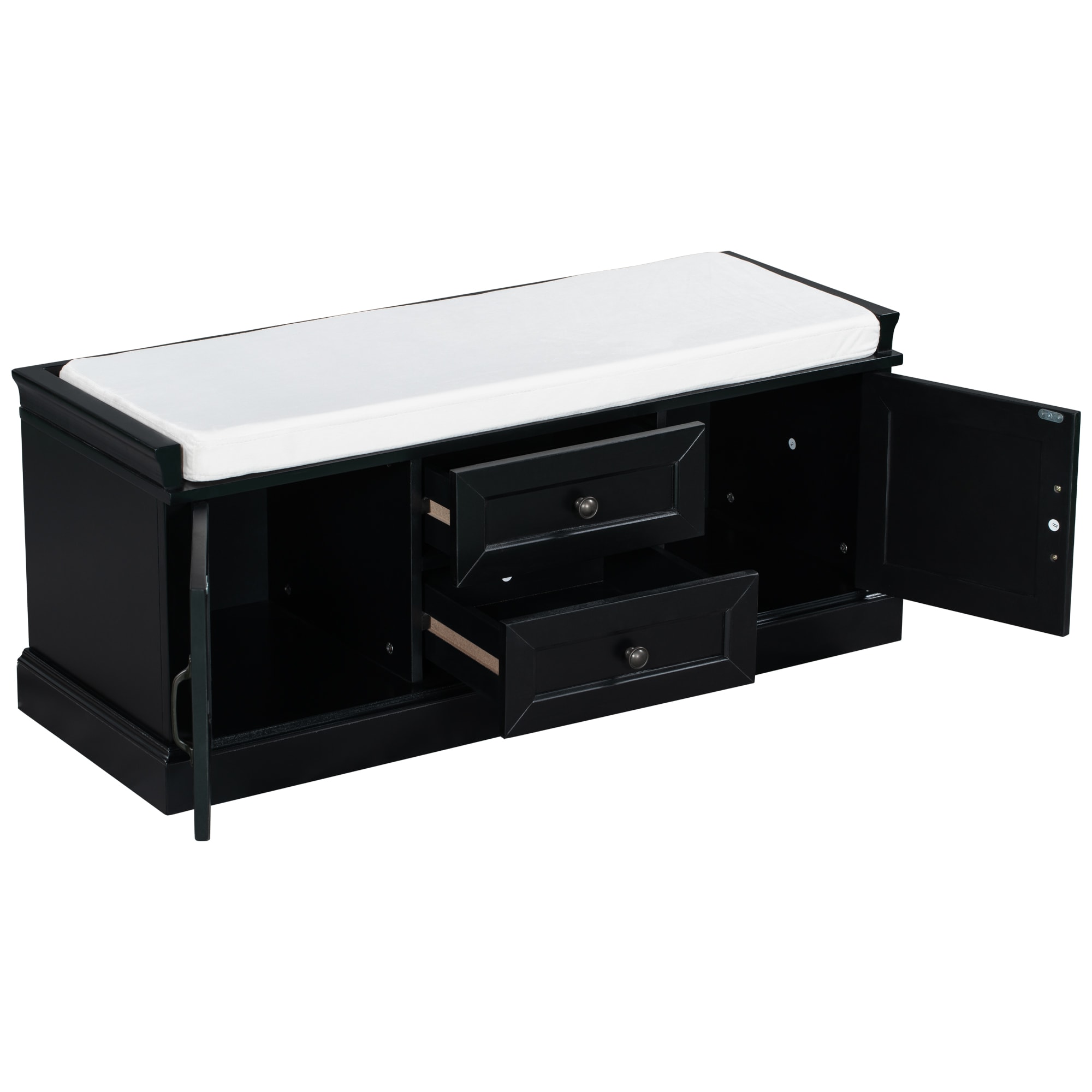 Qualler TRAPR0172B Modern Black Storage Bench with Storage 42.5-in x 15.9-in x 17.5-in