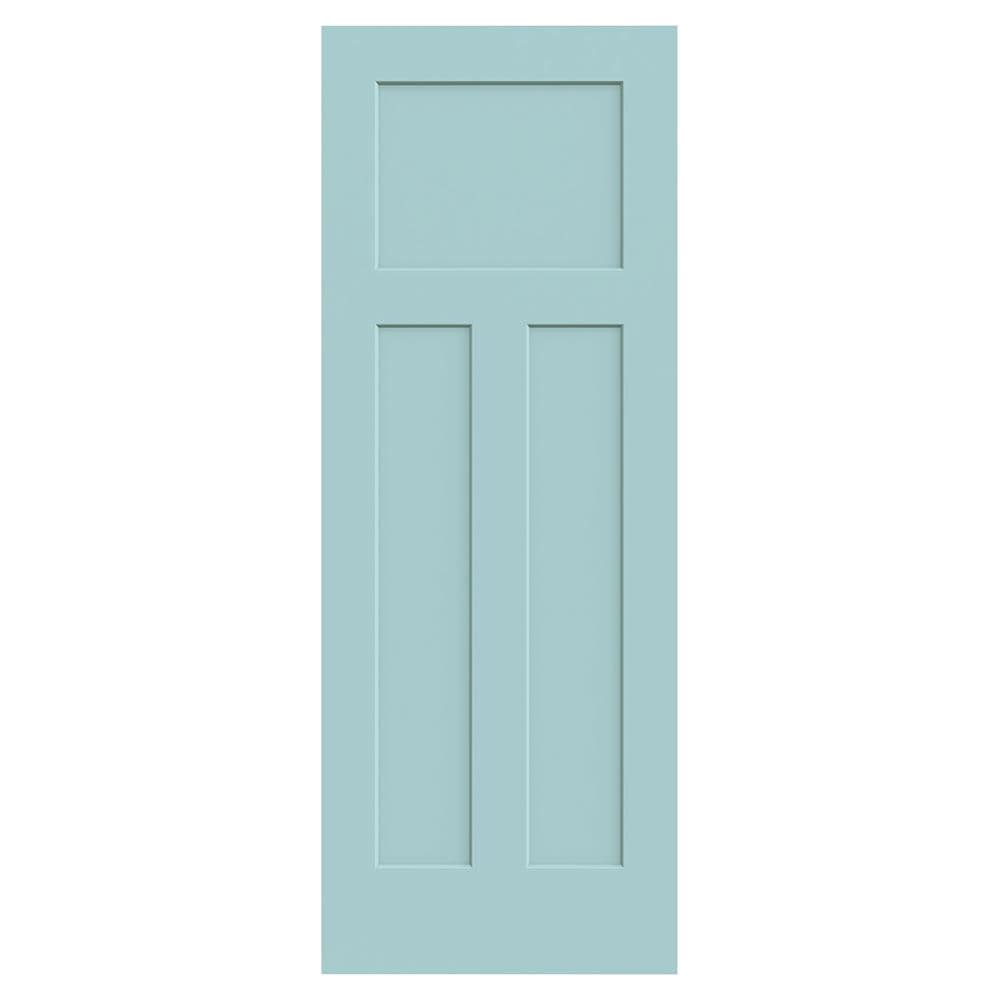 JELD-WEN LOWOLJW137100513 32-in x 80-in Caribbean Blue 3-panel Craftsman Smooth Hollow Core Prefinished Molded Composite Slab Door