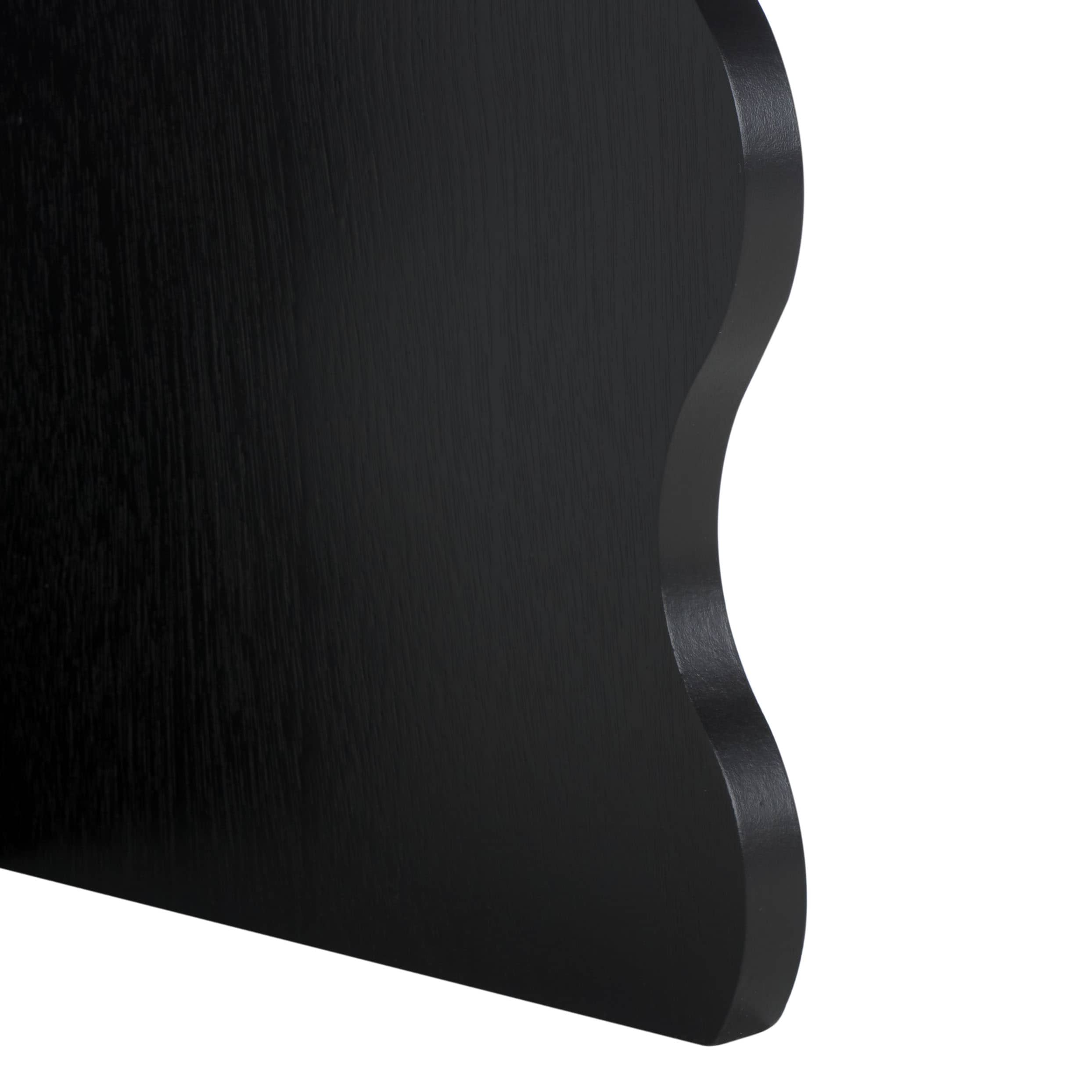 Matte Black Round Wavy Wood Accent Table, 15" x 22"