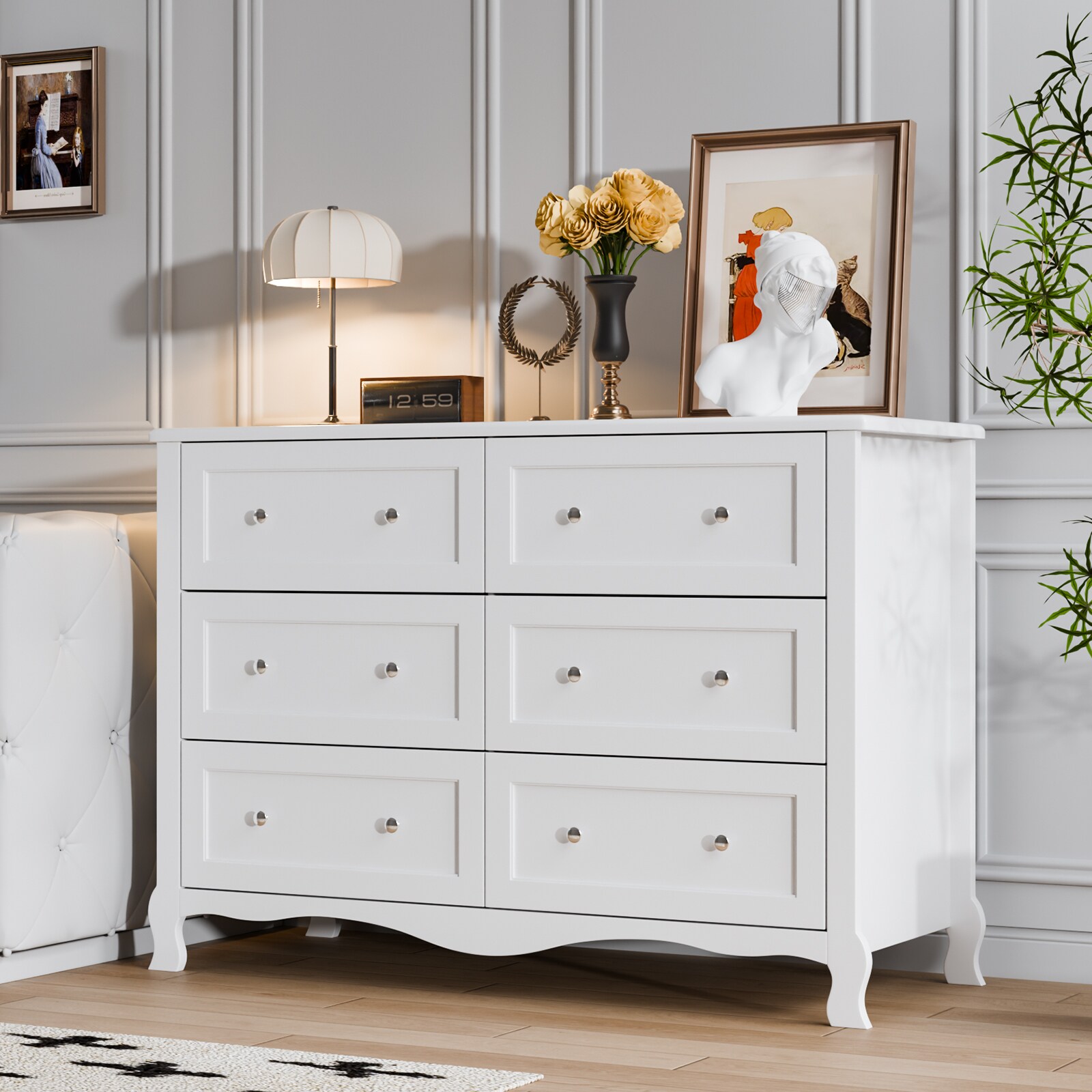 white christmas dresses Dresser Curio, Four Drawes -White
