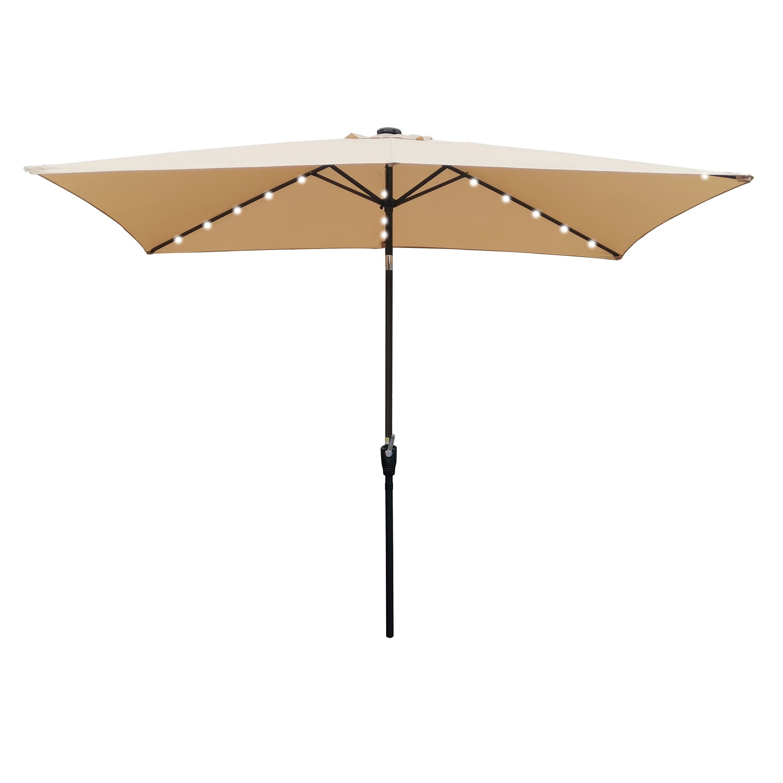 Clihome WSCH-7942A6562 6.5-ft Aluminum Brown Push-button Tilt Market Patio Umbrella with Lights