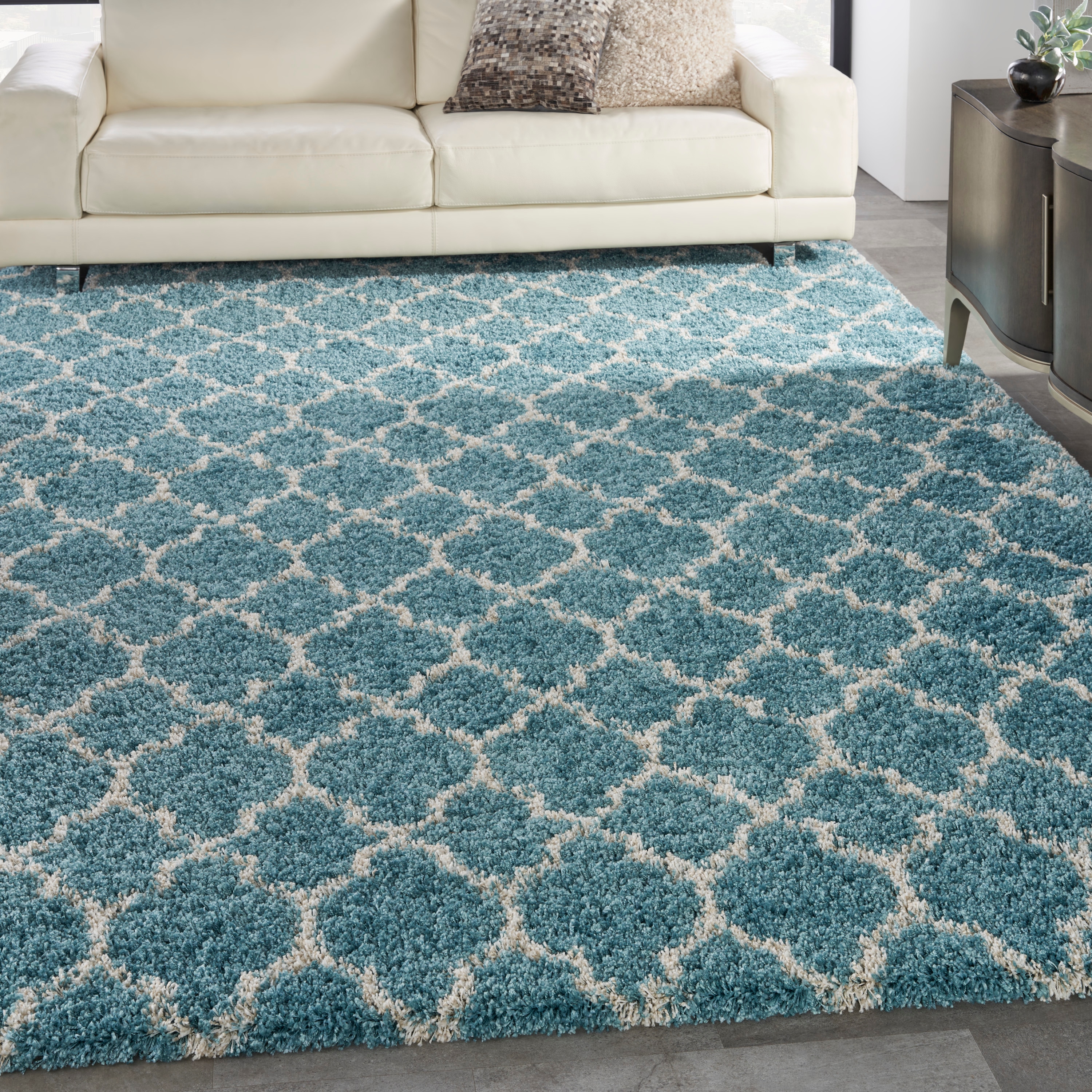 Amore 8 X 10 (ft) Aqua Indoor Abstract Area Rug in Blue | - Nourison 17193