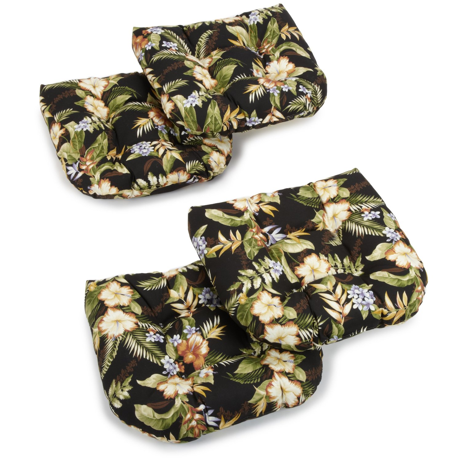 Blazing Needles 93184-4CH-REO-12 Solarium 19-in x 19-in 4-Piece Freeport Ebony Patio Chair Cushion