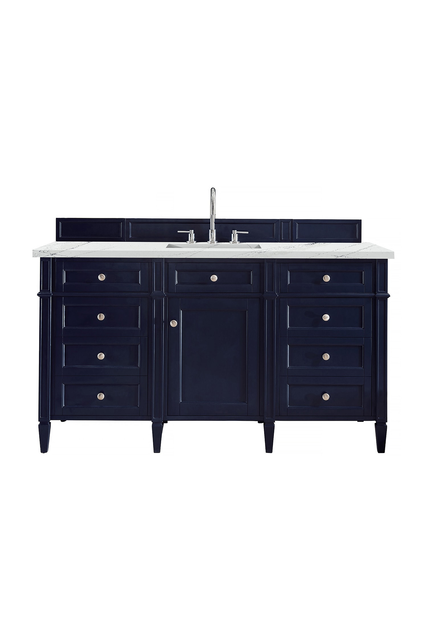 James Martin Vanities 650-V60S-VBL-3ENC Brittany 60-in Victory Blue Undermount Single sink Bathroom Vanity with Ethereal Noctis Quartz Top