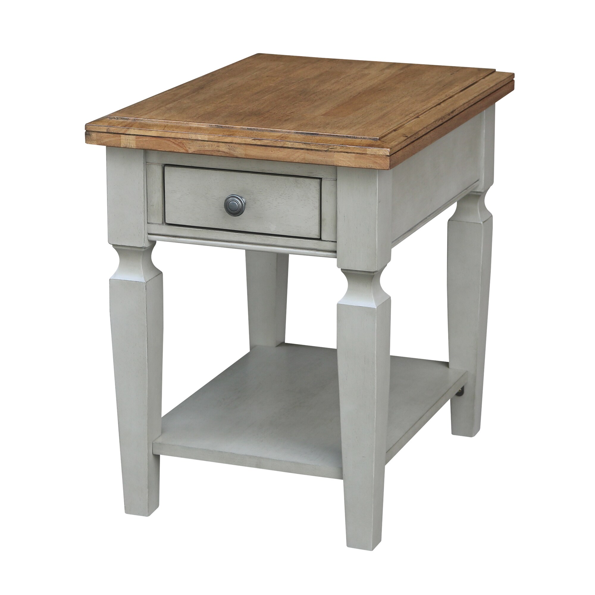 International Concepts OT41-15E 24-Inches W x 24-Inches H Distressed Hickory/Stone Wood Rectangular Casual End Table Assembly Required