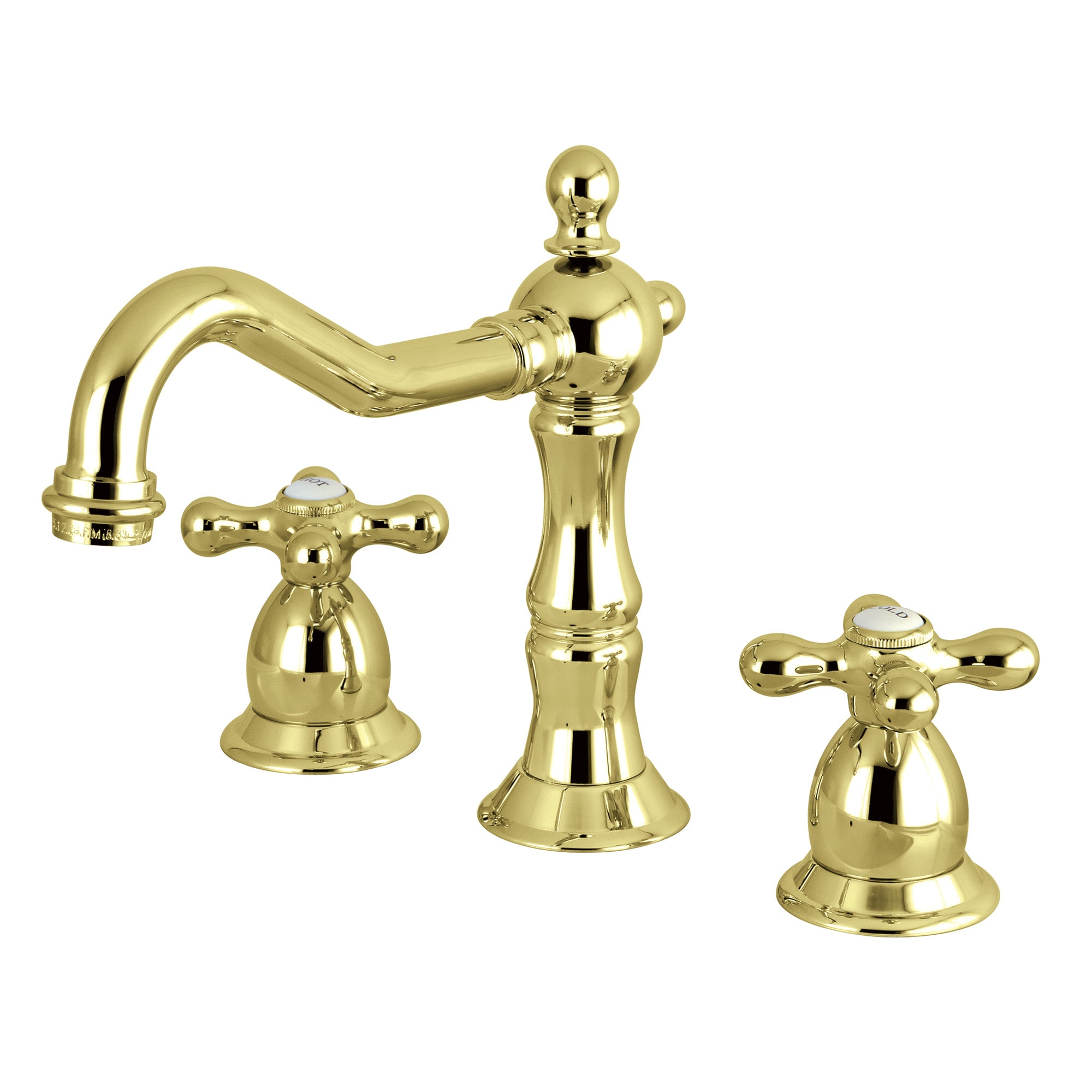 Kingston Brass WLKS1972AX Heritage Polished brass Widespread 2-handle High-arc Residential Handle Bathroom Sink Faucet with Drain
