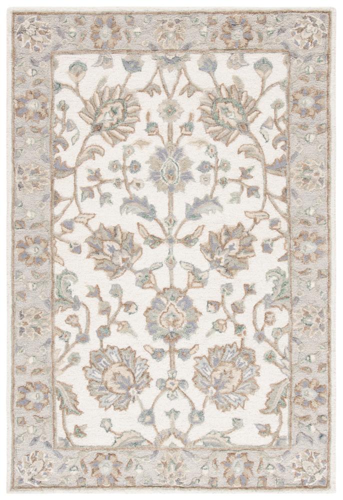 Safavieh GLM628A-4 Glamour Aegina 4 x 6 (ft) Tufted Wool Ivory/Gray Rectangular Indoor Floral/Botanical Vintage Area rug