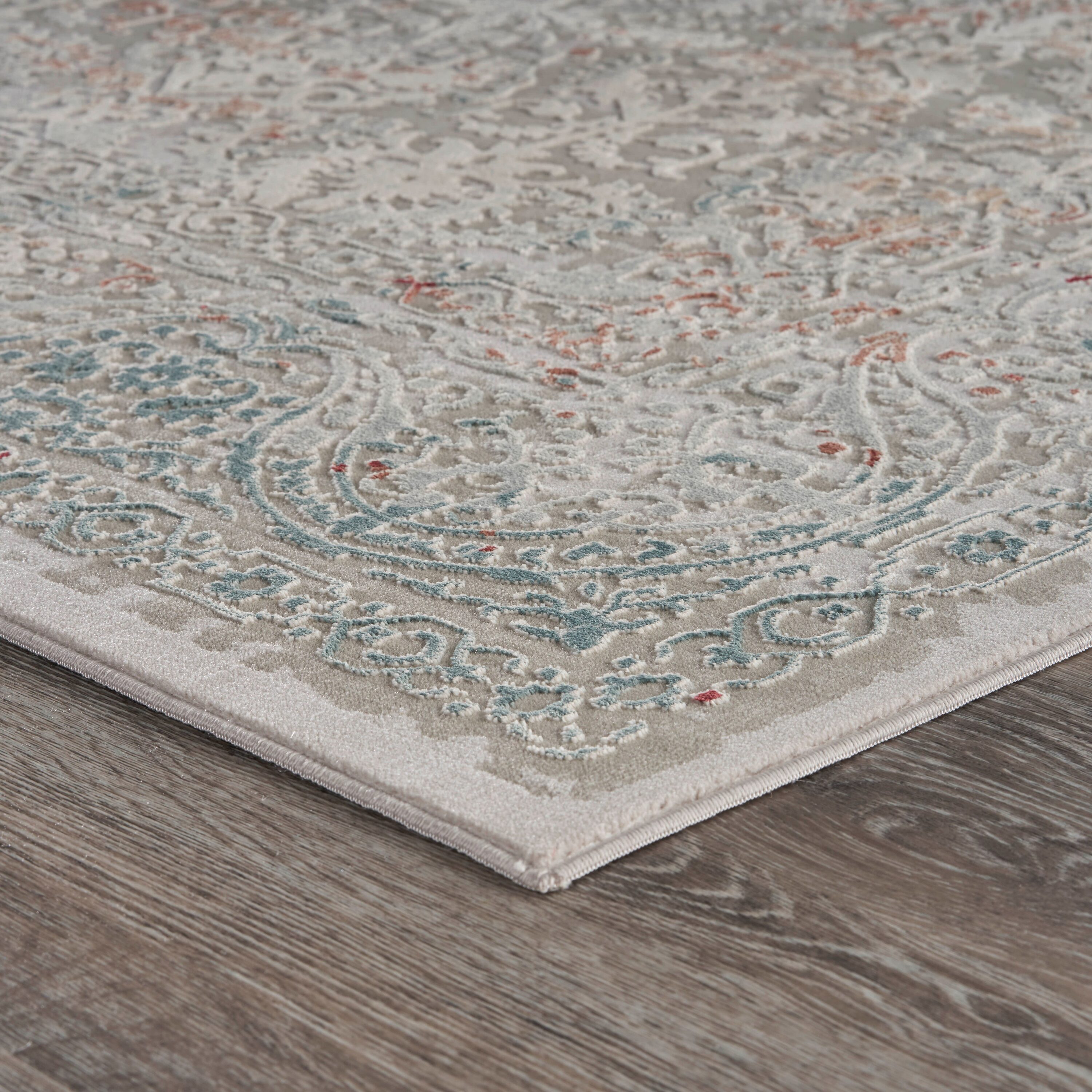Gray and Ivory Hand-Knotted Oriental Synthetic Area Rug