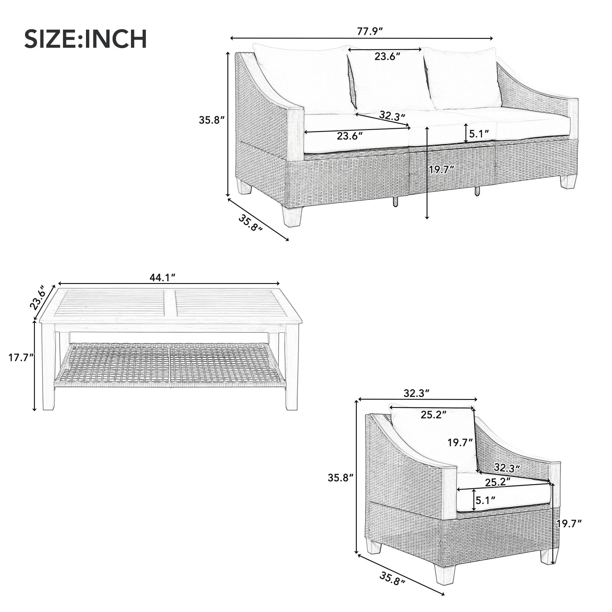 CASAINC CN-WFQ09-BR-RD Patio-Conversation-Sets - View #4