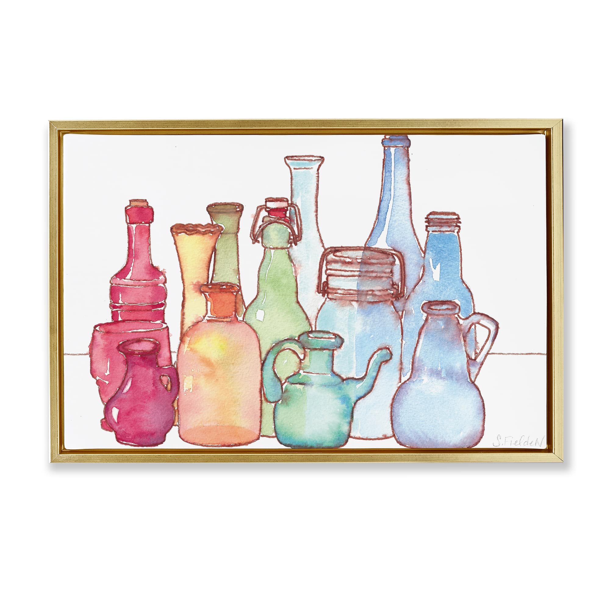Stupell Industries BS-579-FFG-20X30 Colorful Vases Collection Floating Frame design by Stephanie Fielden