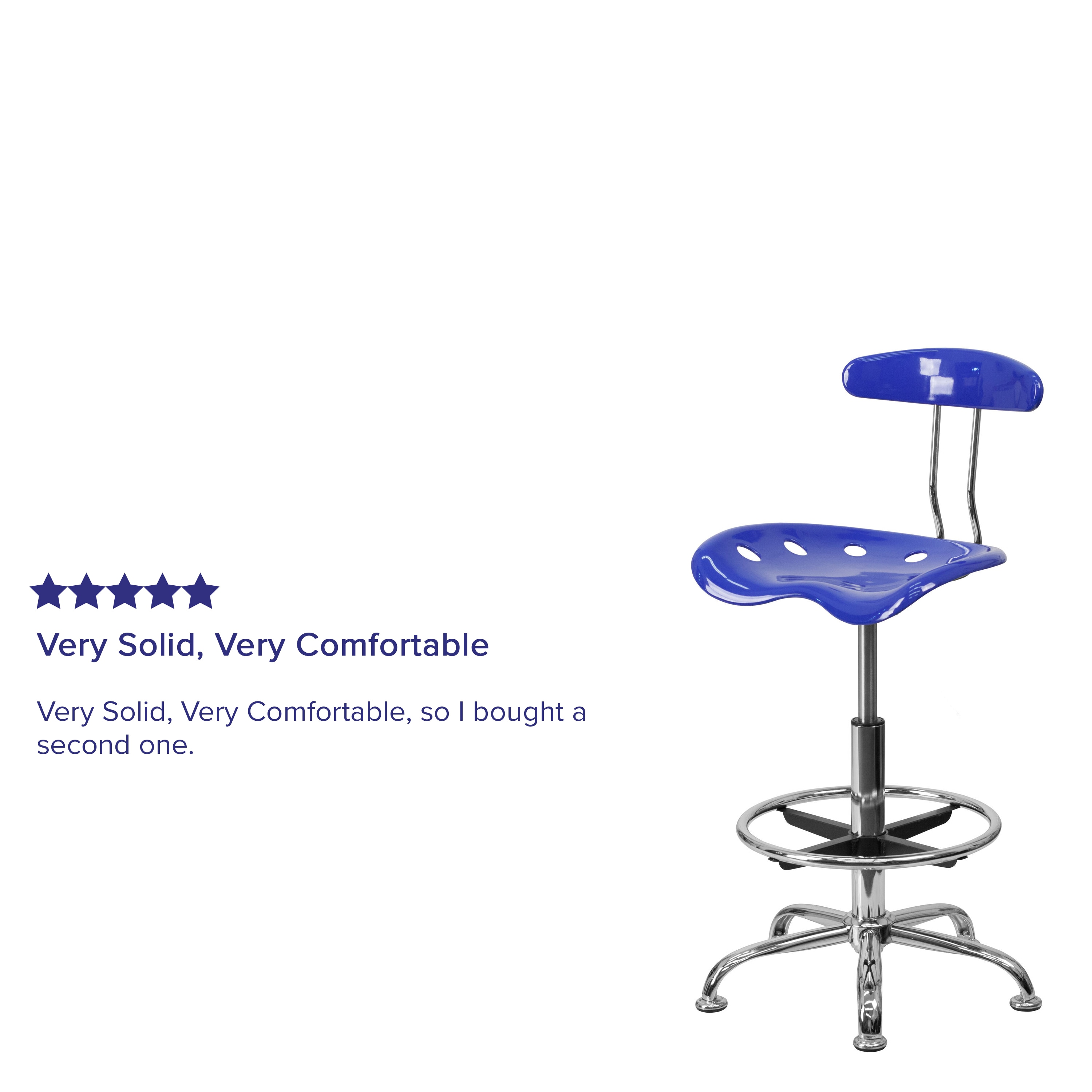 Nautical Blue Adjustable Swivel Metal and Acrylic Drafting Stool