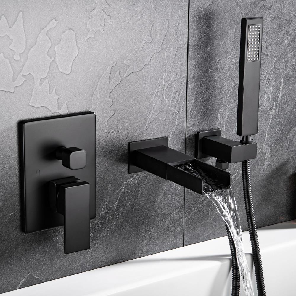 Parrot Uncle Matte Black 1-handle Wall-mount High-arc Bathtub Faucet ...