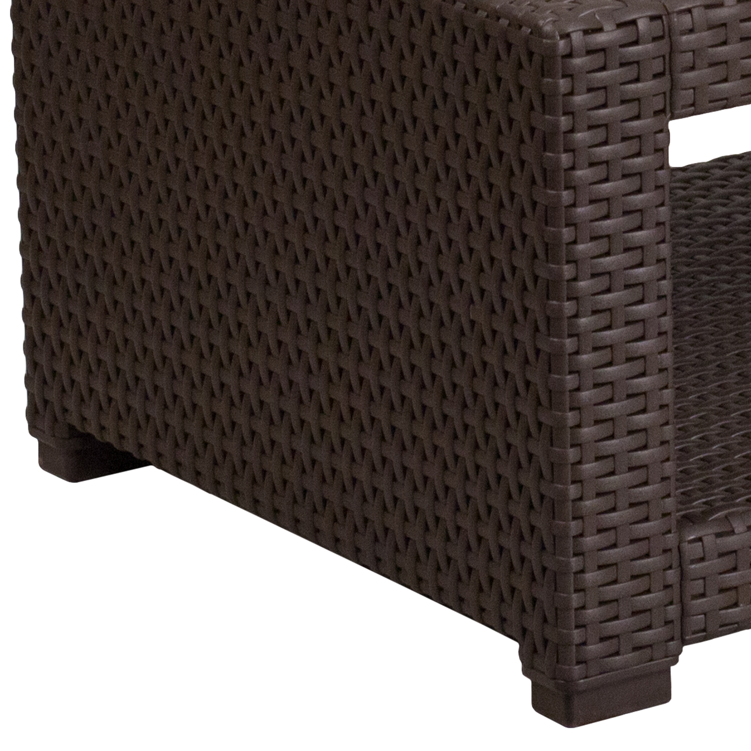 Seneca Chic Chocolate Brown Faux Rattan Outdoor Coffee Table