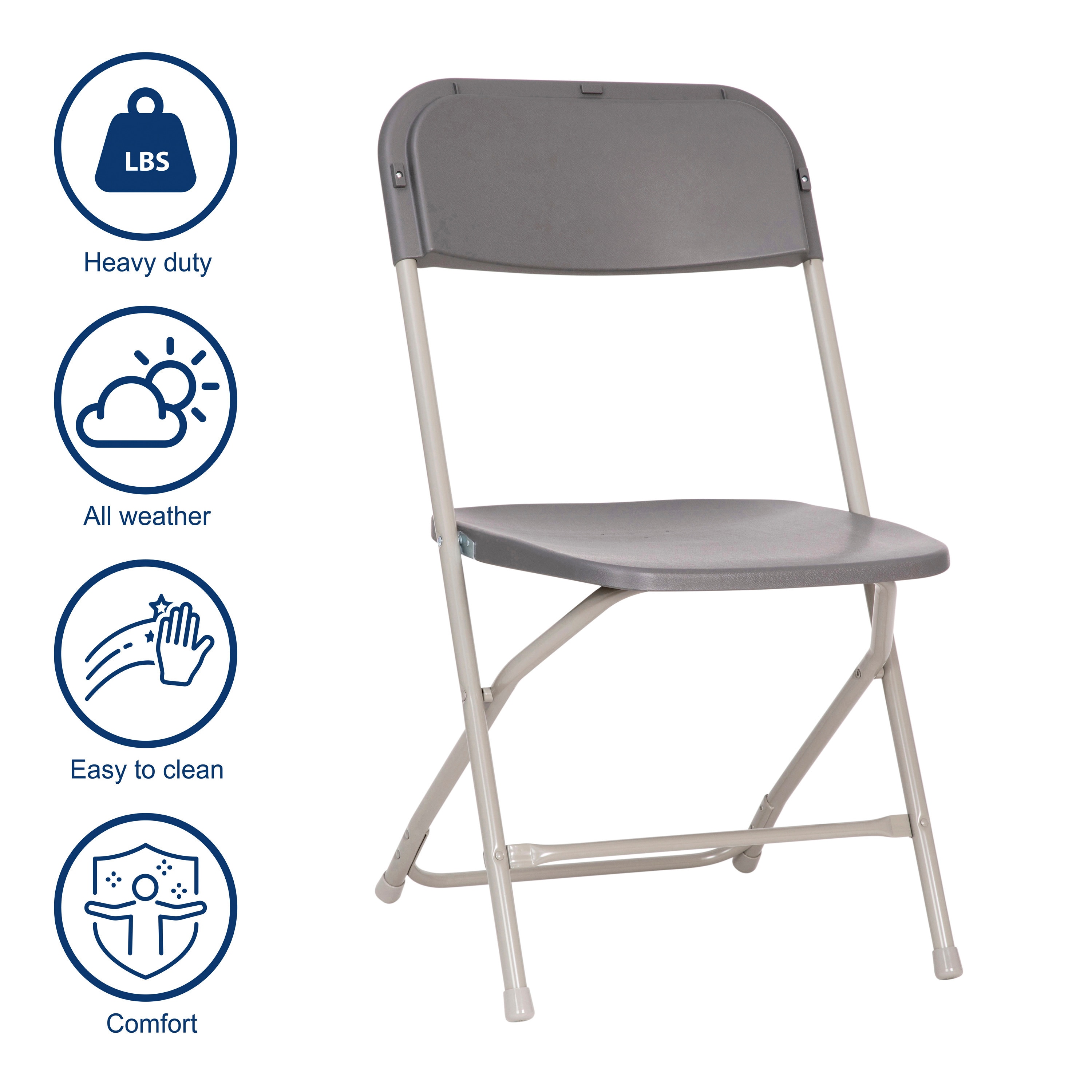 Extra Wide Gray Metal & Plastic Armless Reception Chair