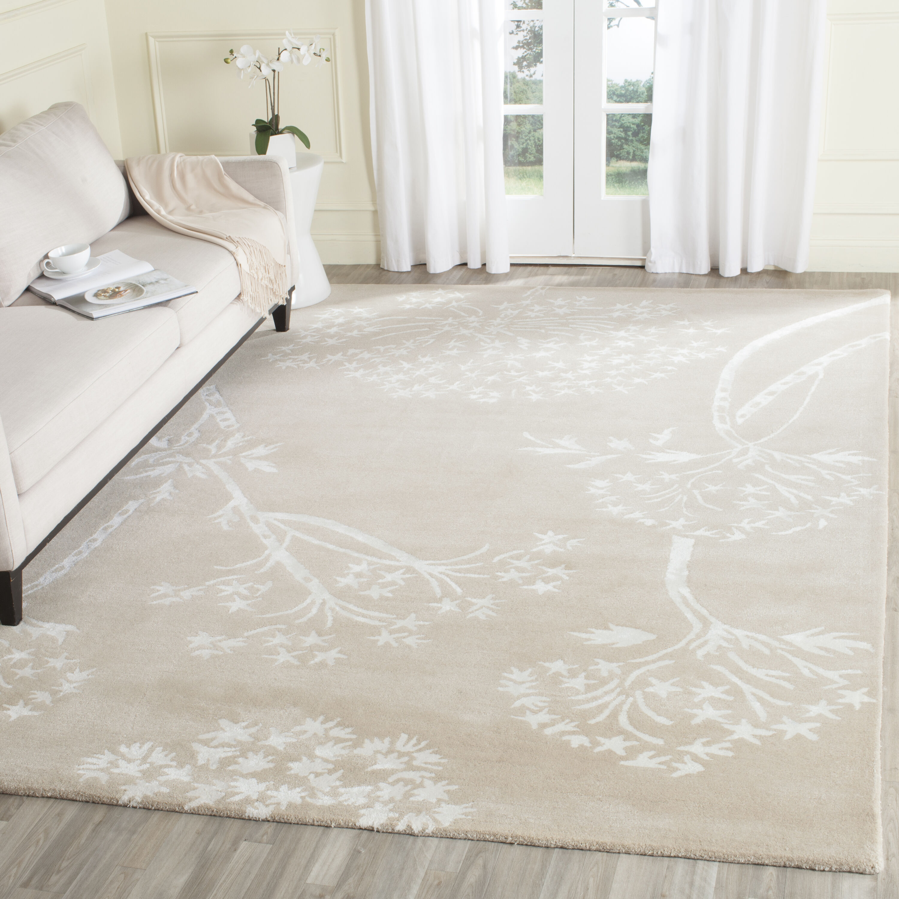 Safavieh BEL131C-8 Bella Lani 8 x 10 (ft) Tufted Synthetic Sand/Ivory Rectangular Indoor Floral/Botanical Oriental Area rug