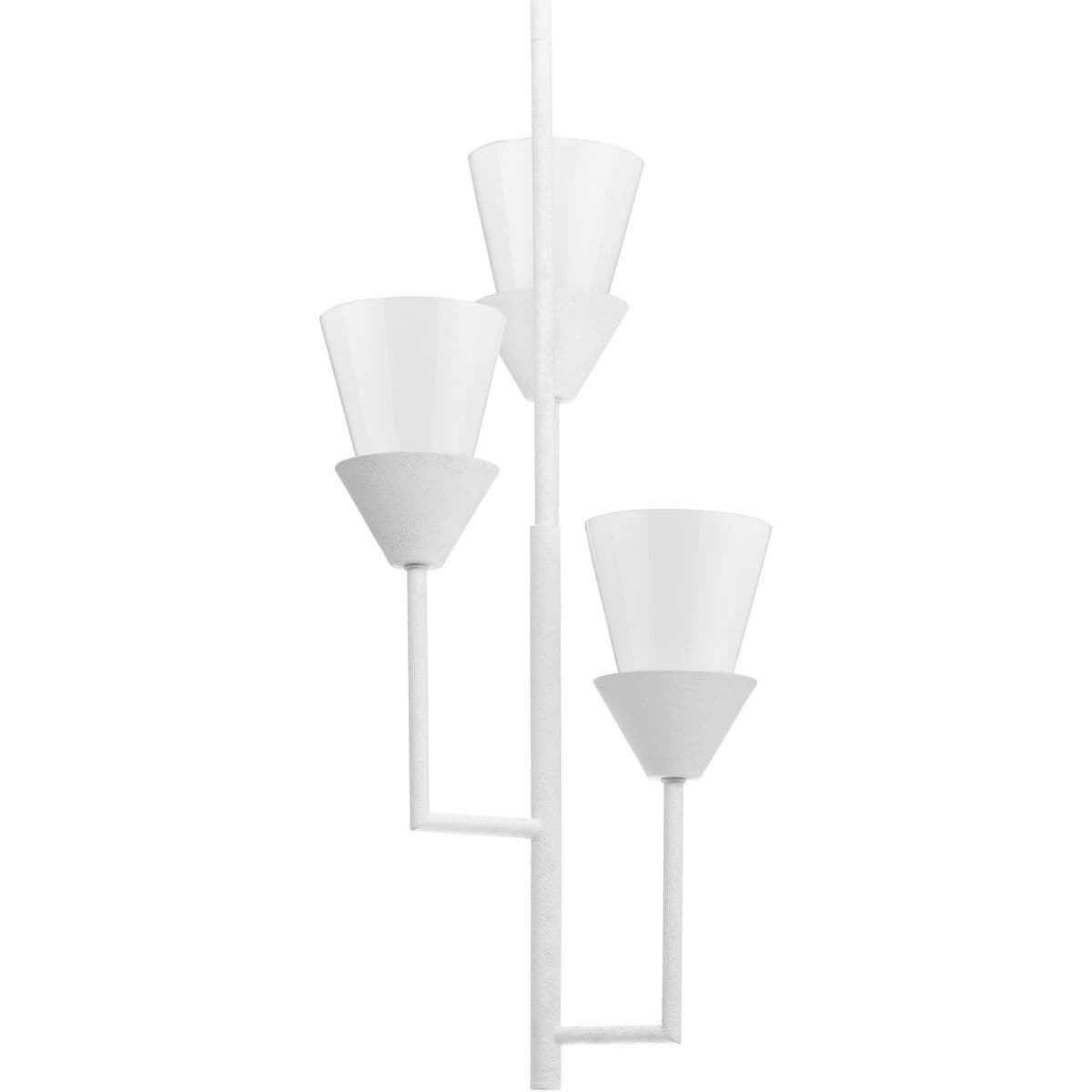 Progress Lighting P500445-197 Pinellas 3 -Light White Plaster Modern/contemporary Opal glass Tiered Medium Hanging Pendant light