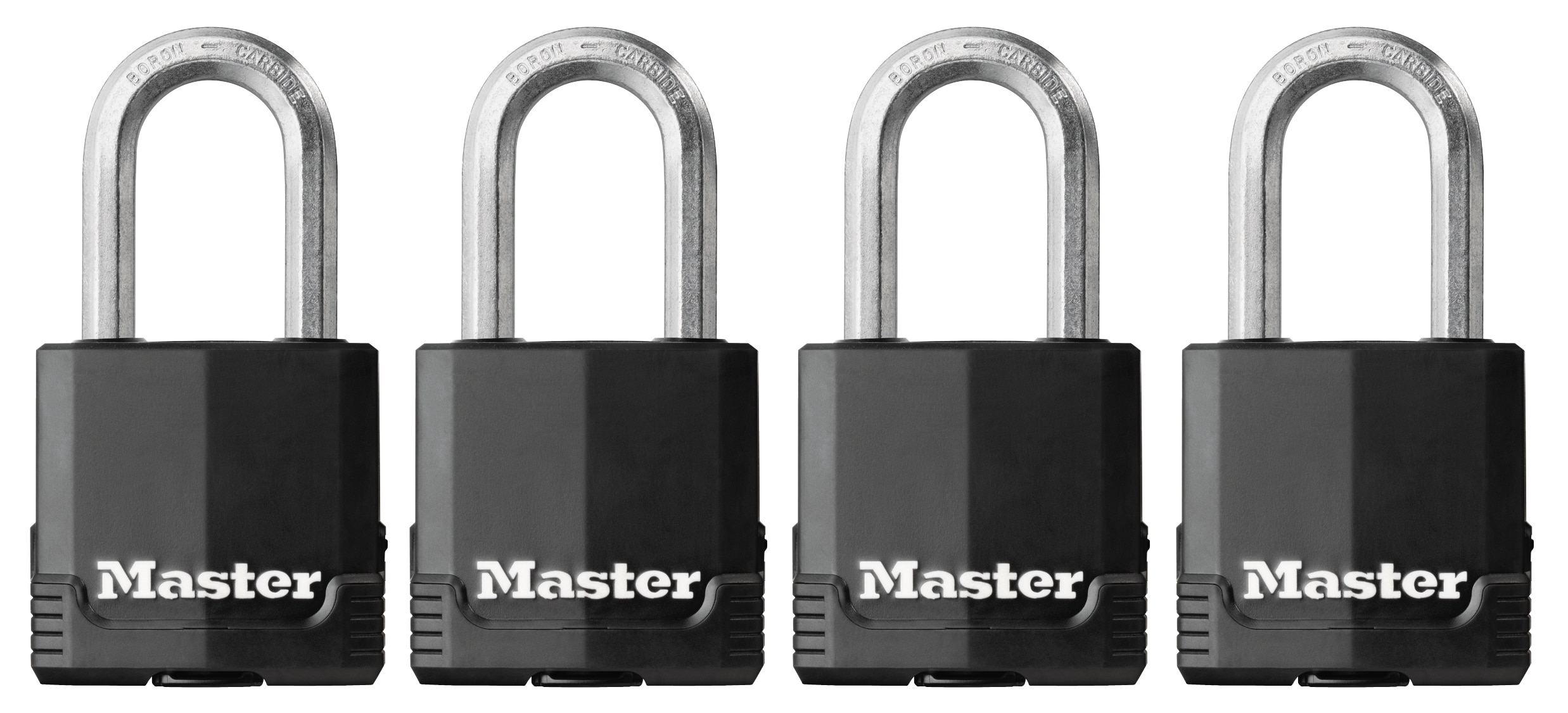 Master Lock Heavy Duty Outdoor Keyed Padlock, 1-7/8-in Wide x 1-1/2-in  Shackle Keyed Alike (4-Pack) in the Padlocks department at
