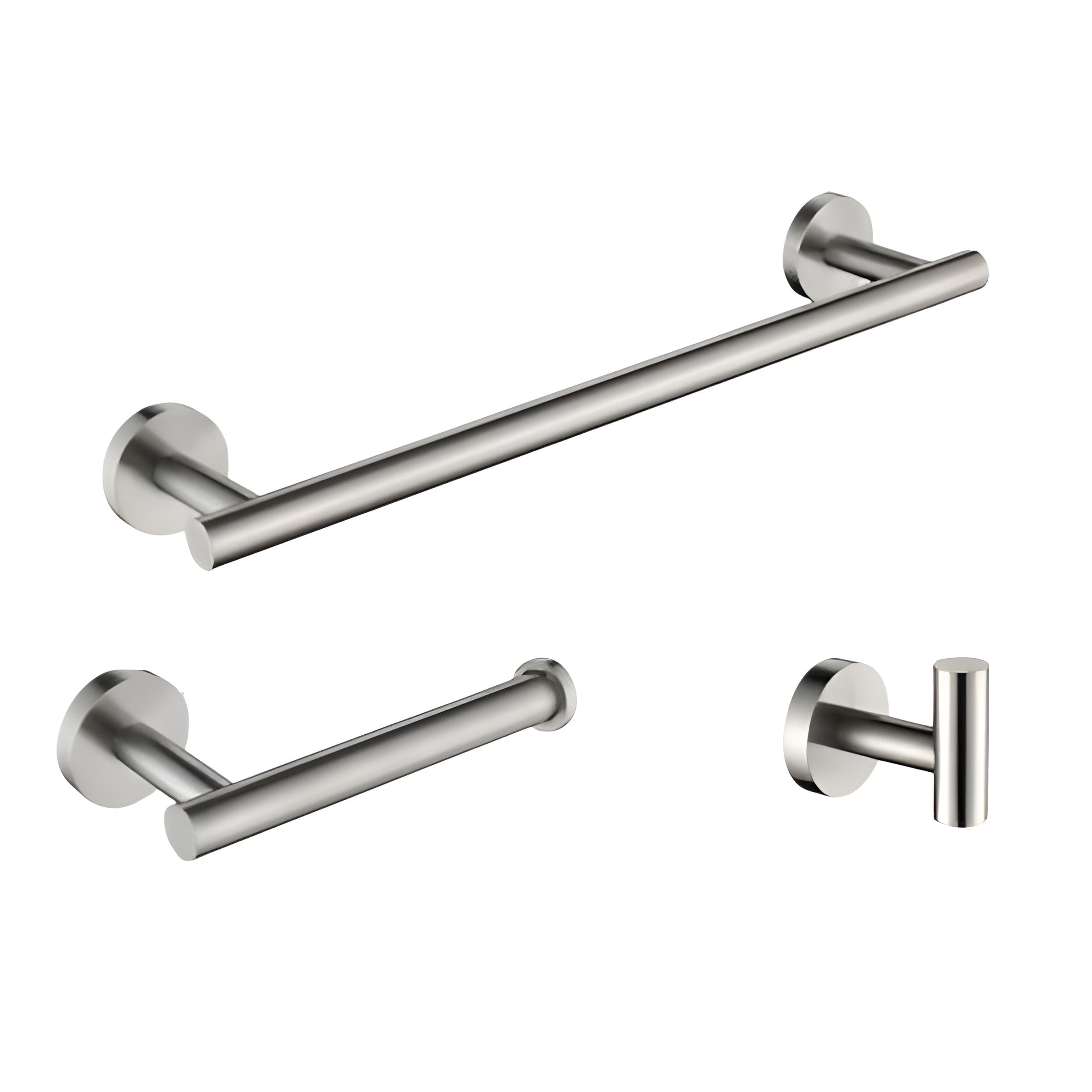 Slickblue 3 Piece Stainless Steel Decorative Bathroom Hardware Set with Towel Bar Toilet Paper Holder and Robe Hook for Bathroom Black/ Gold/ Silver