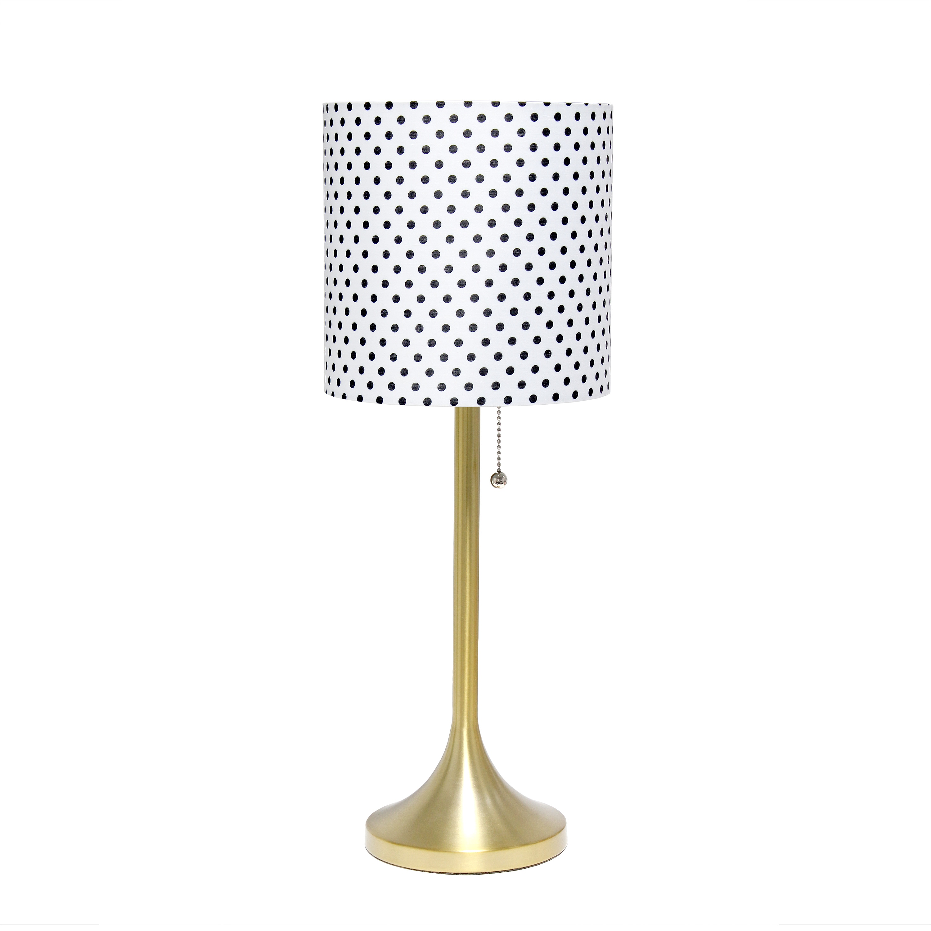 Creekwood Home 21.25-in GOLD + POLKA DOT LED Pull-chain Table Lamp with Silk Shade