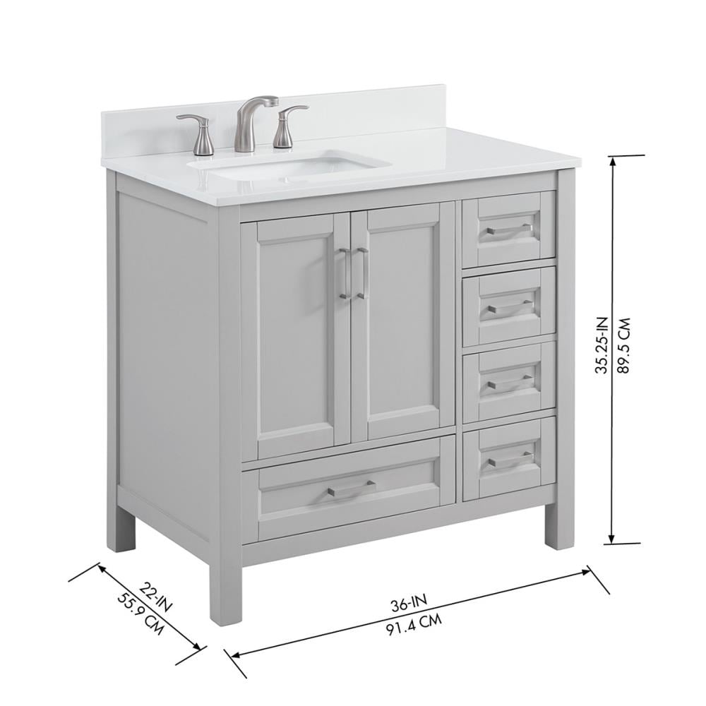 Durham 36-in Light Gray Undermount Single Sink Bathroom Vanity with ...